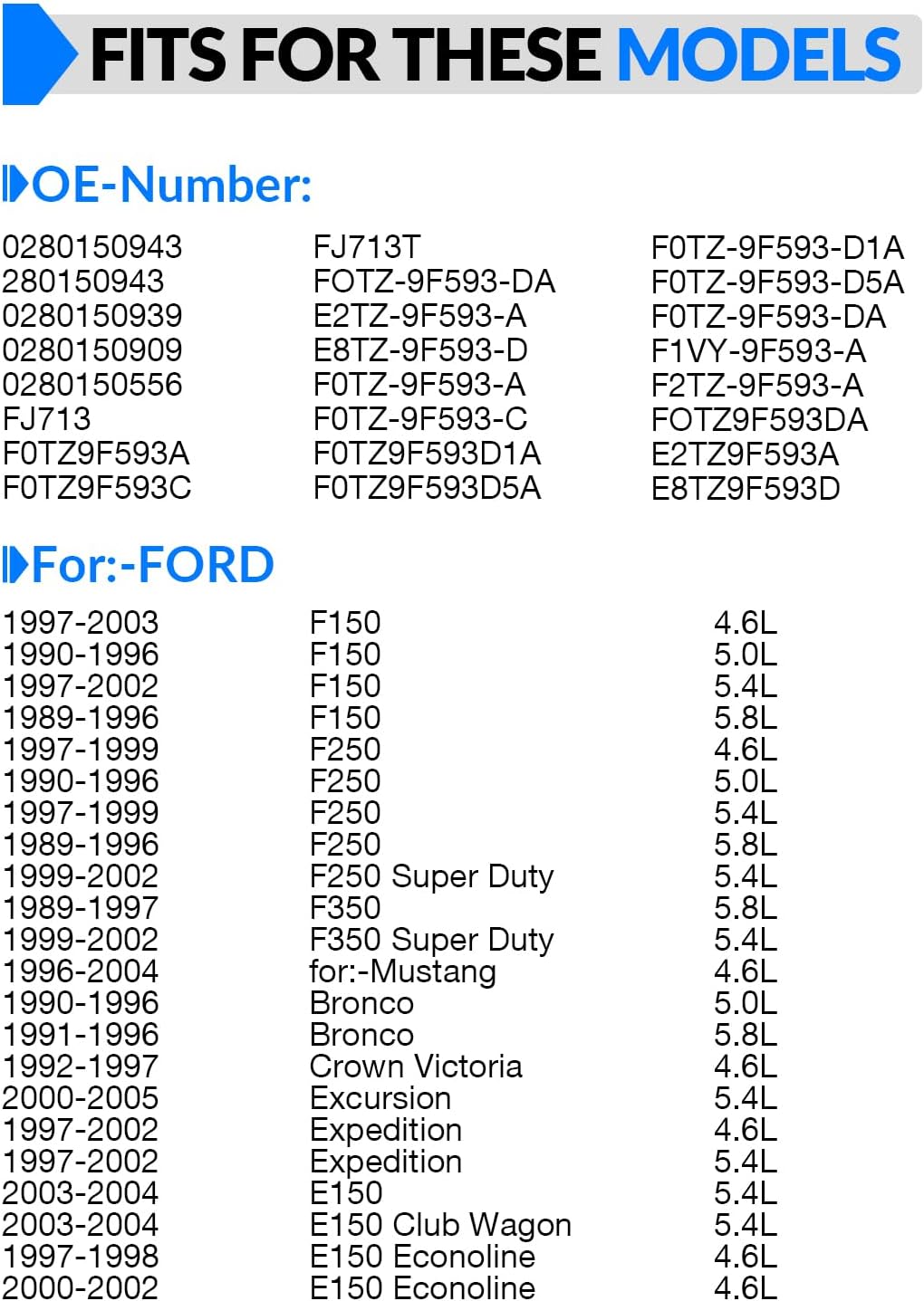 Fuel Injectors 4.6L 5.4L 0280150943 for:-ford Expedition 1997-2002 F150 F250 F350 E150 Excursion Crown Victoria Bronco For:-Mustang For:-Lincoln Navigator Town Car 5.0L 5.8L (8pcs)