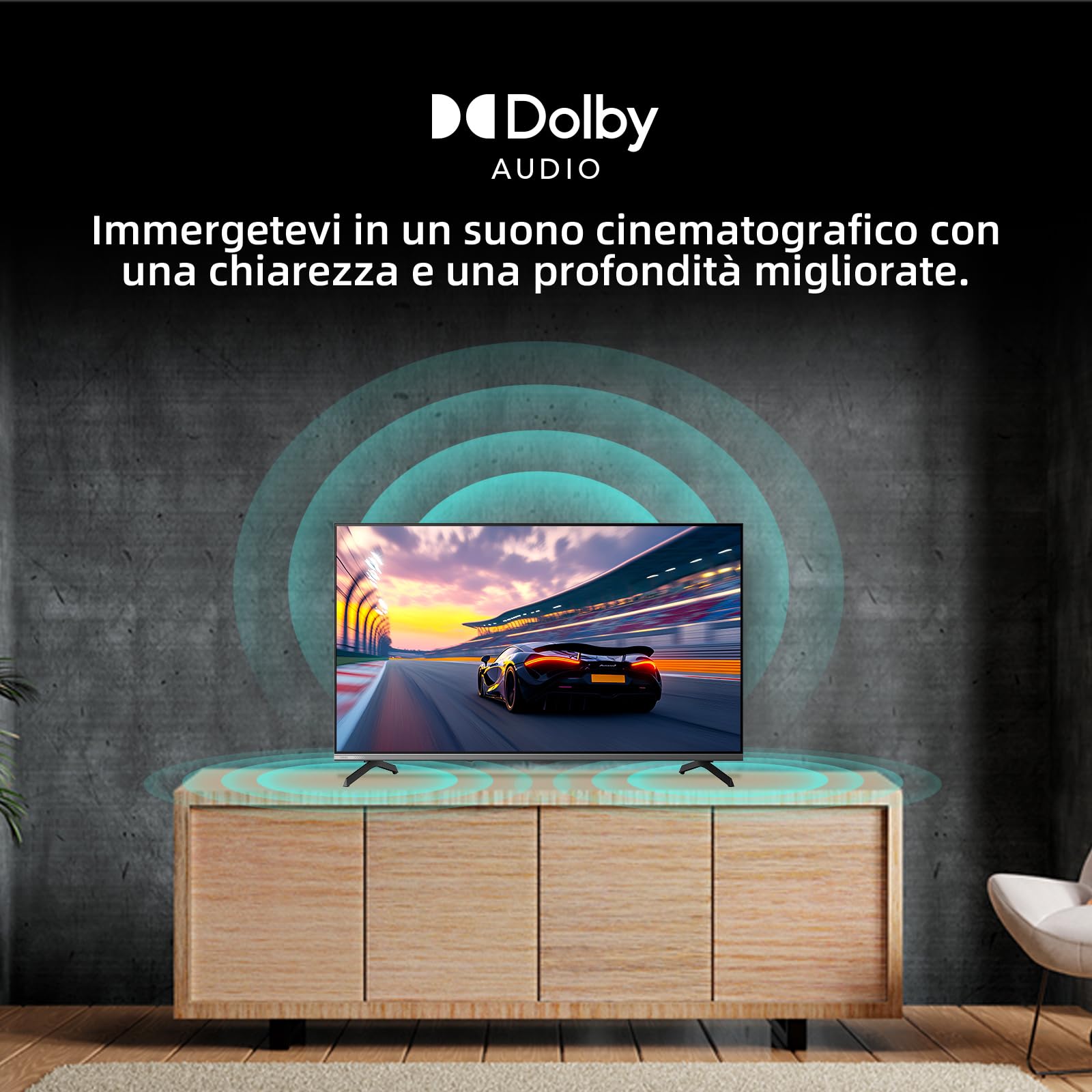 Google QLED 4K UHD CHIQ 43QA10 Smart TV 43 cale (109 cm) | HDR10, VRR i ALLM | Ultracienka metalowa konstrukcja bez ramy | Dolby Audio | Nowy model 2025