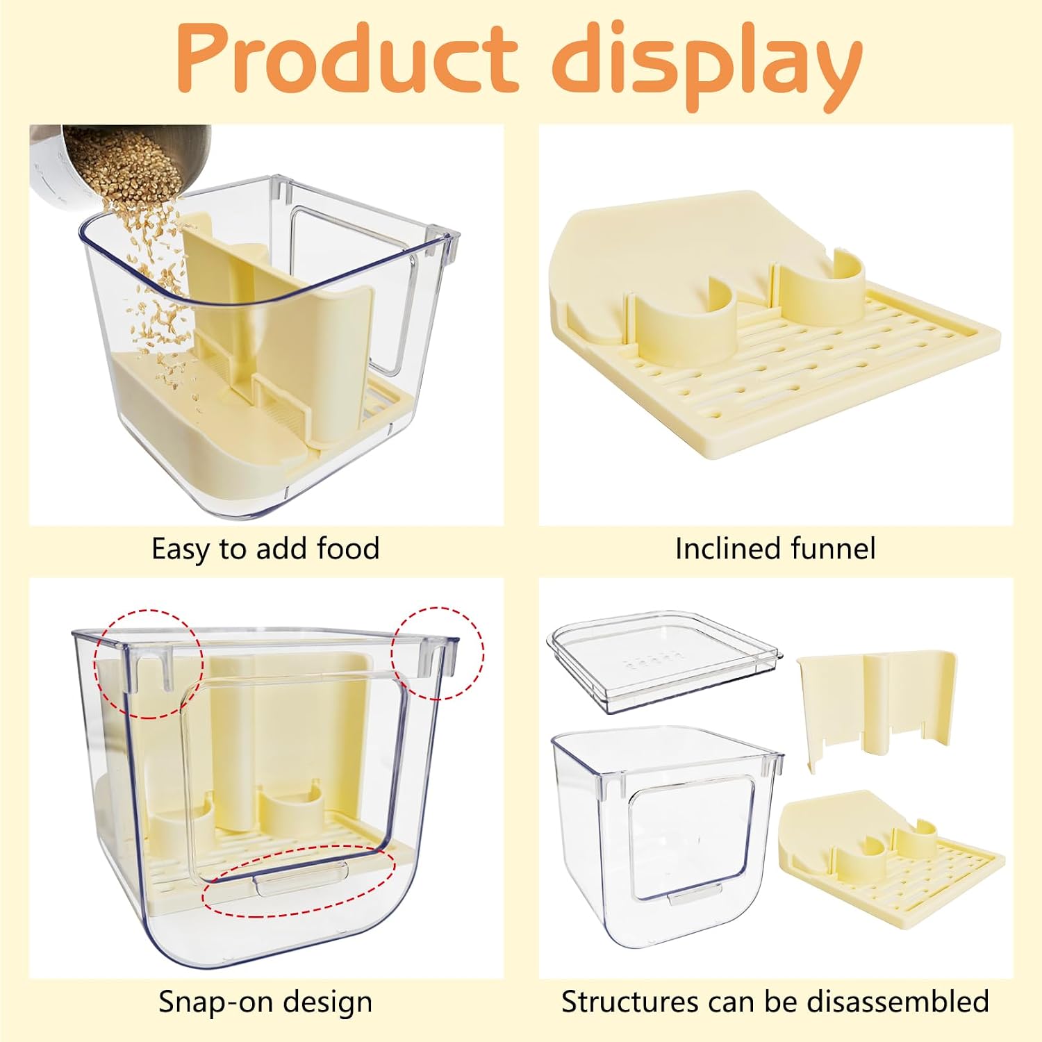 Atapal Hanging Bird Feeder No Mess Bird Feeder for Cage Transparent Parrot Seed Food Container Cage Accessories for Lovebirds Finches Parakeets Budgies and Other Small to Medium Birds image 4