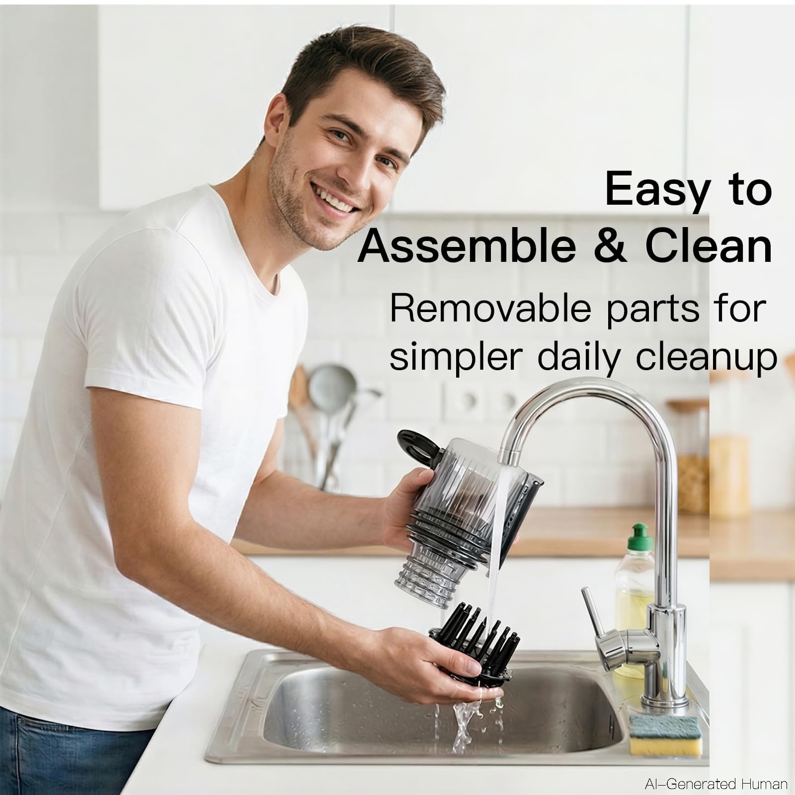 MEGAWISE Presse-agrumes à froid, presse-agrumes 800 W pour fruits et légumes, jus riche en nutriments, fonctionnement silencieux, montage et nettoyage faciles, convient pour la maison