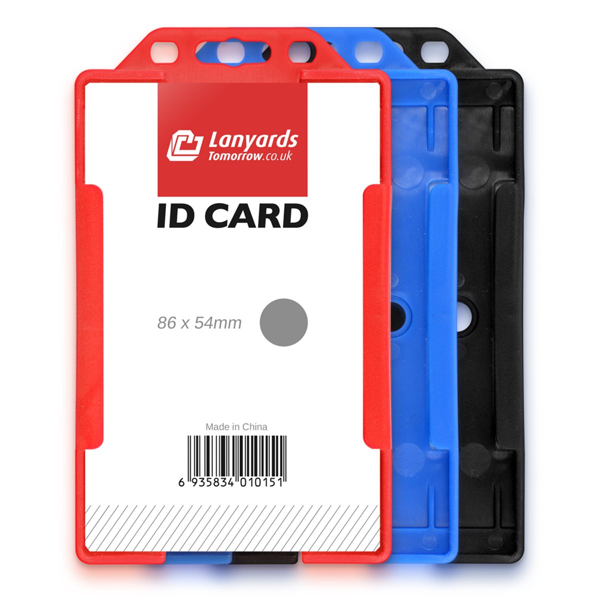 10x Black Single Sided Open Faced Hard Plastic Badge Name Tag ID Holders by Lanyards Tomorrow Portrait Vertical 9.8 x 5.8 cm Rigid Access Control for Work Office Holds CR80 Credit Card Size Identity