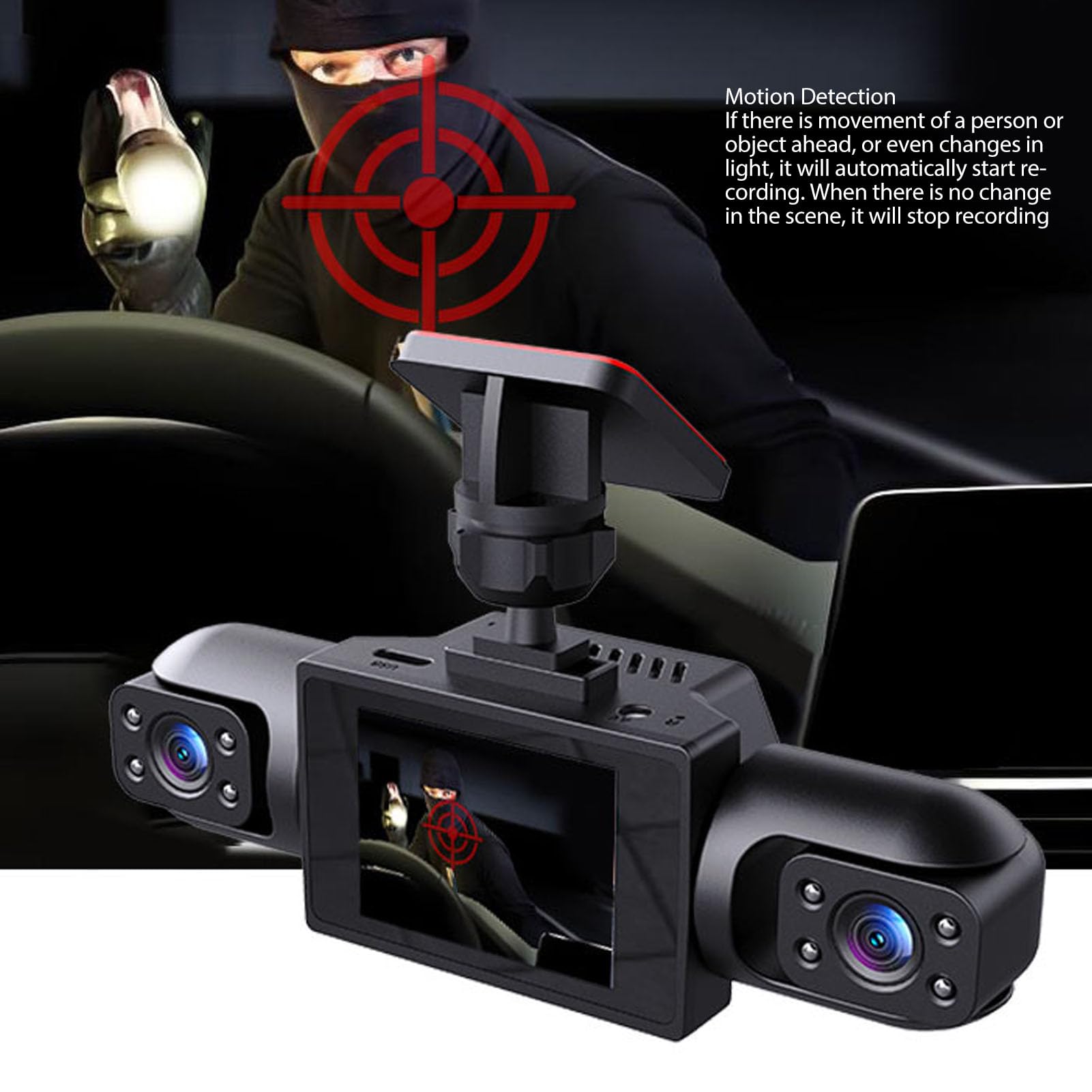 Dashcam 4K 1080p, Vista a 360° Grandangolare 4 Canali Anteriore Posteriore Sinistra Destra con Registrazione in Loop per Camion SUV (64GB)
