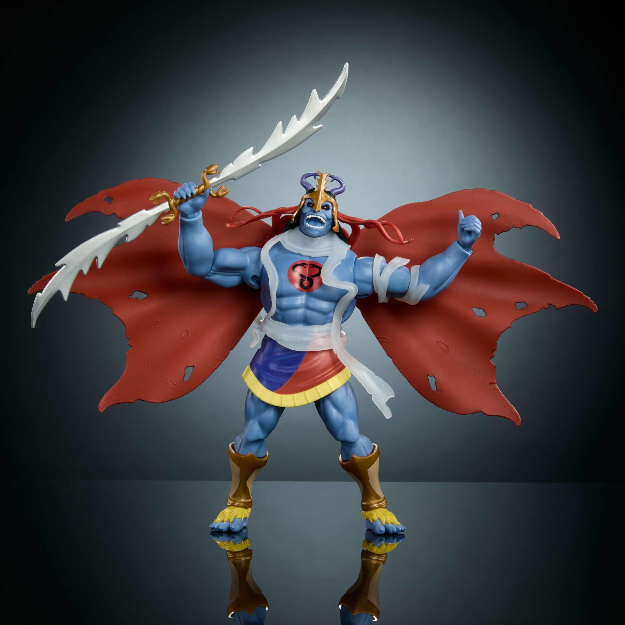 Masters of the Universe Origins x ThunderCats - Skell-Ra, action figure snodabile anni '80, con spada, mantello, armatura e teste intercambiabili, giocattolo per bambini, 6+ anni, JFX01