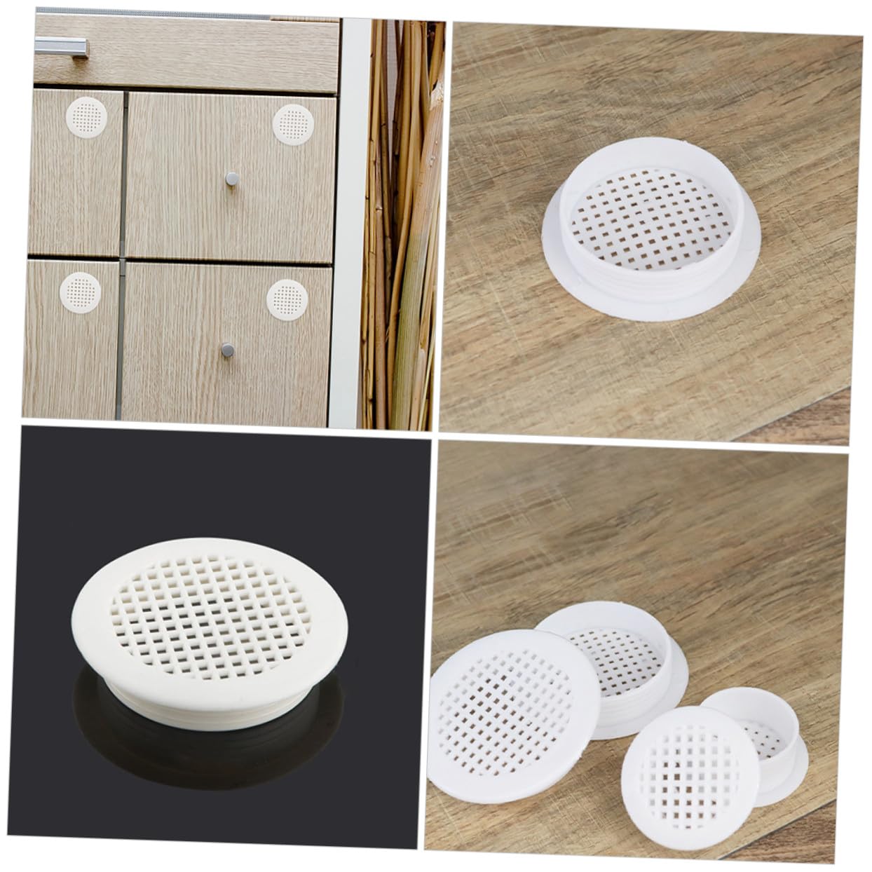 Unterbau Lüftungsgitter Weiß 50 Stück aus Kunststoff 53mm mit Belüftungs und Wärmeableitungsfunktion für Schuhschrank für Schrankbelüftung im Haushalt
