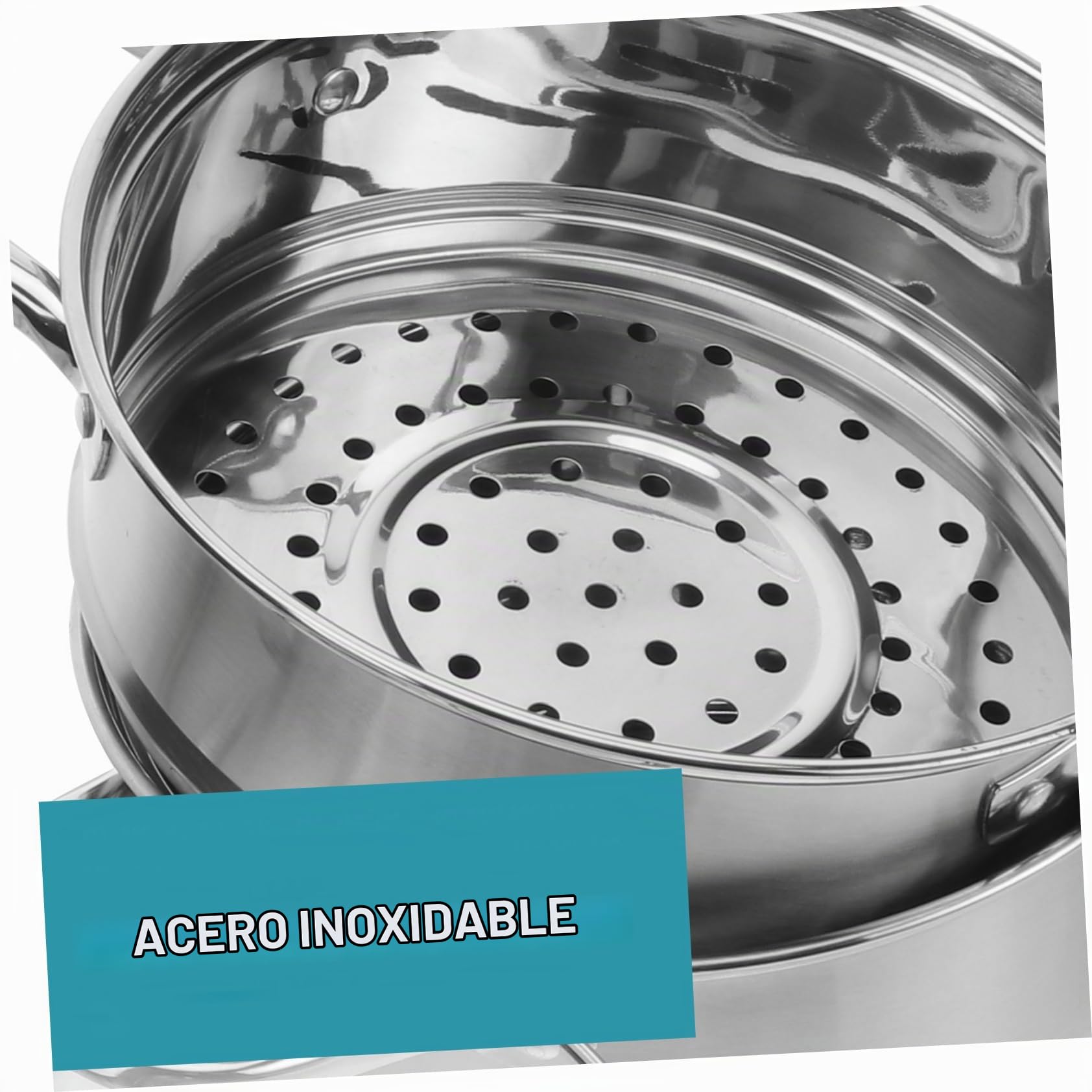 Zerodeko Olla de Vapor de Acero Inoxidable de Doble Capa Vaporera de Alimentos Apilable Cocina al Vapor y Cocina Simultáneamente Apta
