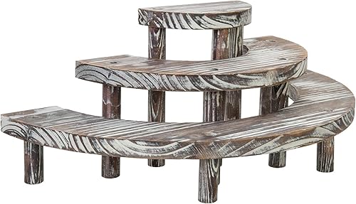 MyGift Elevadores de exhibición de magdalenas de madera rústica de 3 niveles