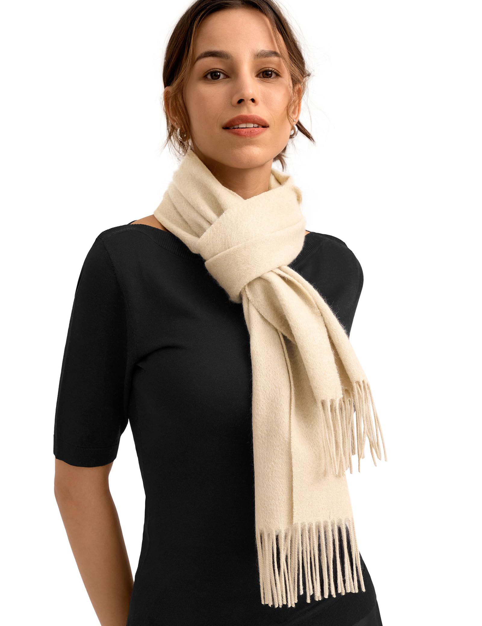 LilySilk 100% Mongolei Reines Kaschmir Tuch Klassische Quasten Schal Wrap Weich Warm Unisex Winter