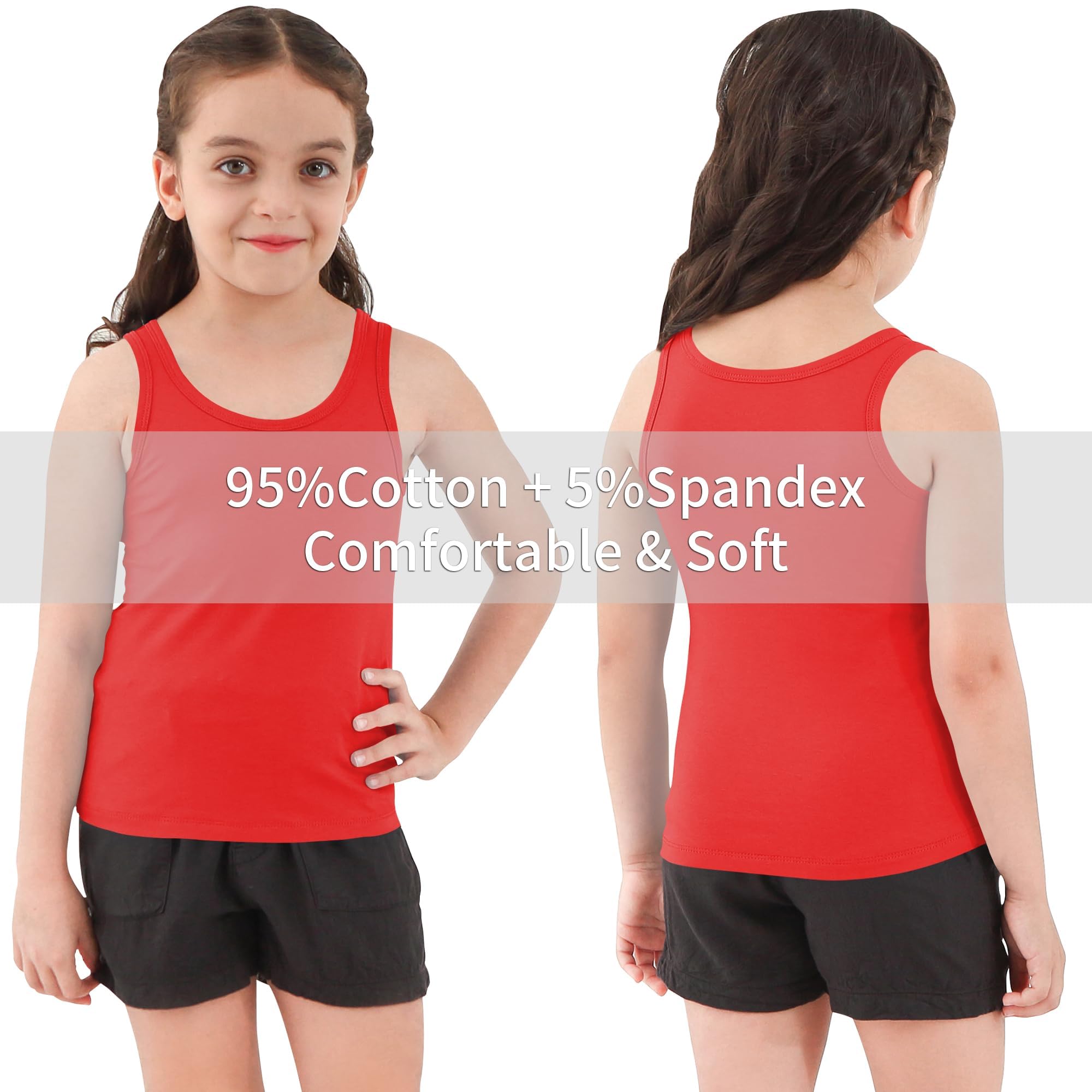 Dreammonkey Camiseta sin mangas para niñas, de algodón suave, cuello redondo, sin mangas, elástica, para niños de 2 a 14 años