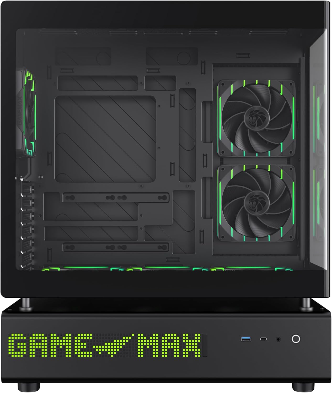 GAMEMAX N90 BG ATX PC Case side view, showing solid panel for cable management