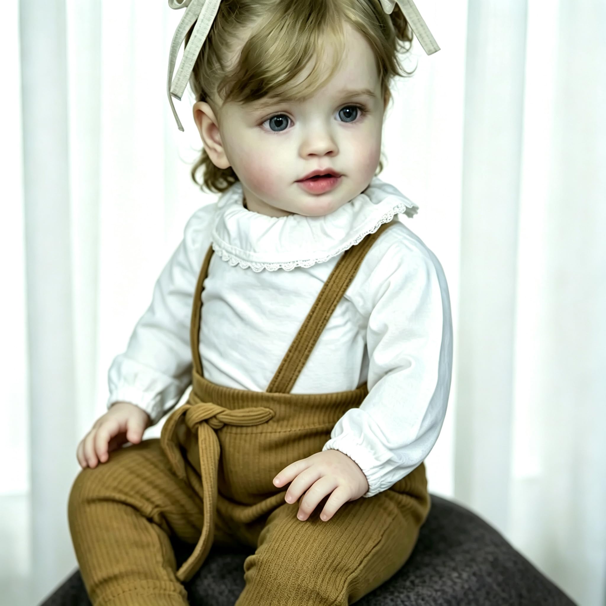 66 cm Reborn Kleinkind-Puppen Mädchen weiches Silikon Vinyl Neugeborene Babypuppen mit braunem Overall, realistische Reborn-Babypuppe, lebensechte Neugeborene, Kleinkinder, die echt aussehen