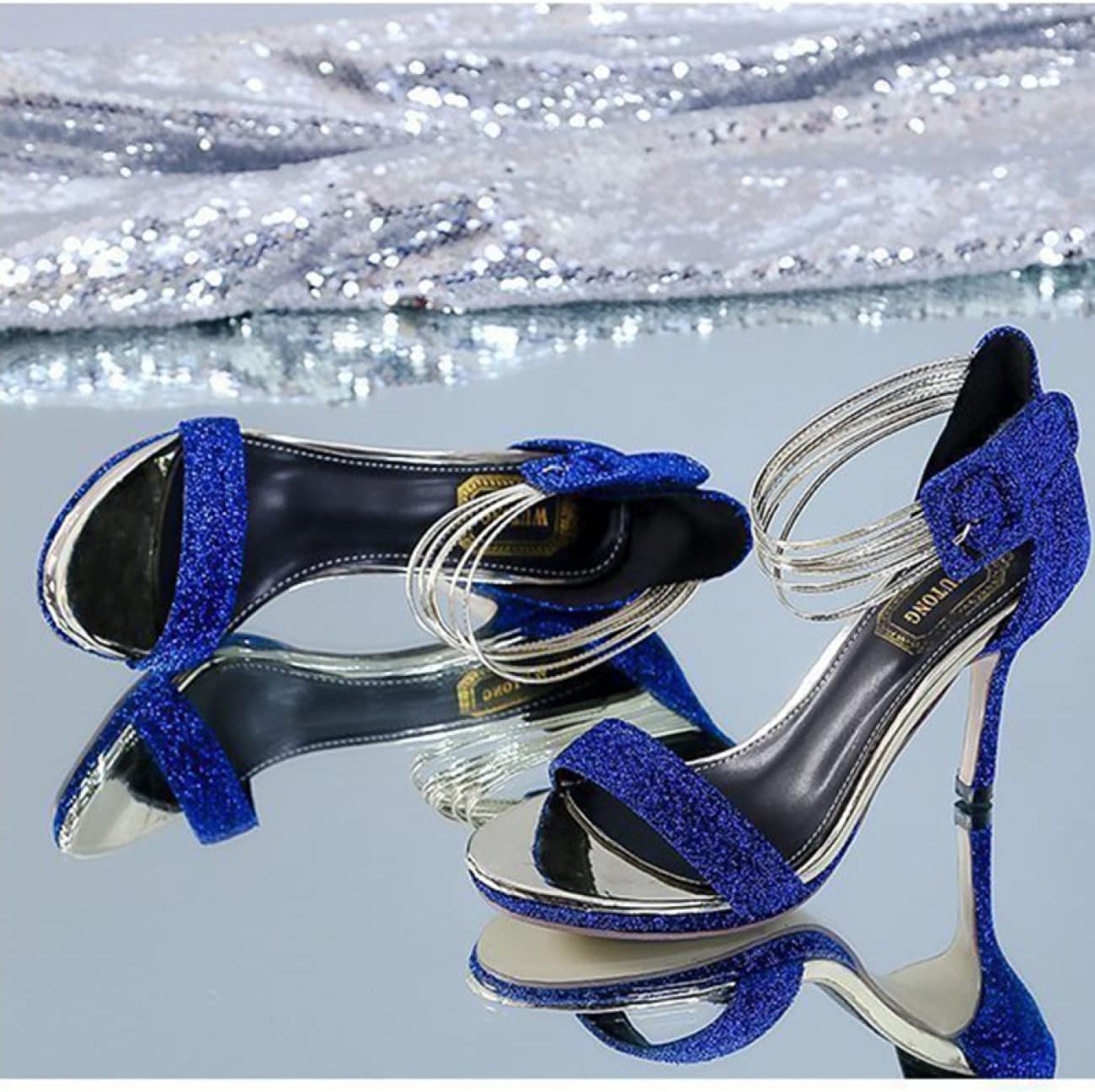 [Donahutt03] サンダル 8.5センチヒール レディース ヒール 歩きやすい 大きいサイズ ストラップ ラメ グリッター