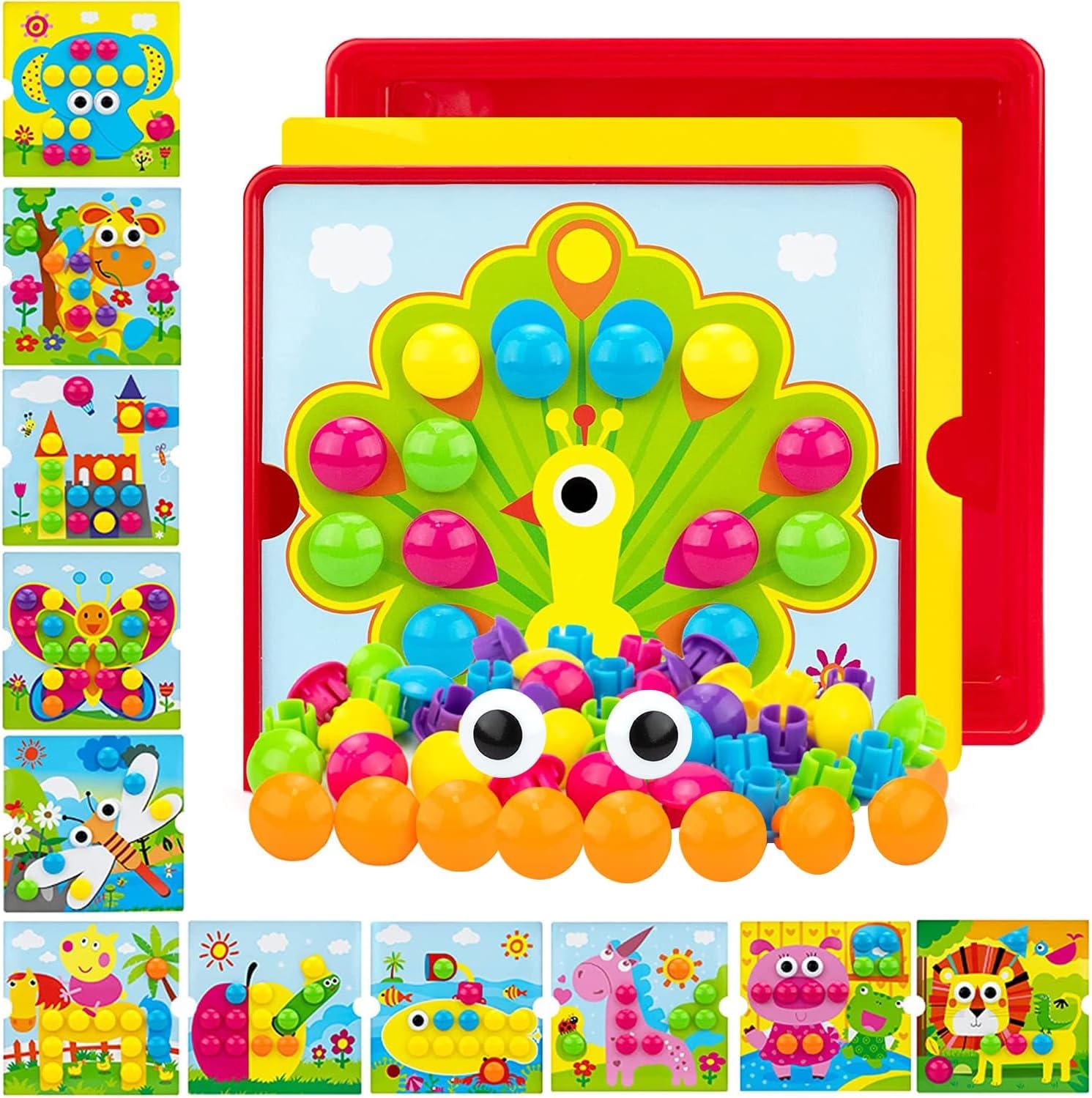 Bestie toys Button Art Toys, Montessori Toy for Toddlers 2 3 4 Year Olds Mosaic Peg Boards Game Color Matching Mushroom Nails Jigsaw Puzzle with Pegs Educational Toddler Toys & Gifts for Boys Girls (B0D4VPSMBT) Amazon Price History, Amazon Price Tracker