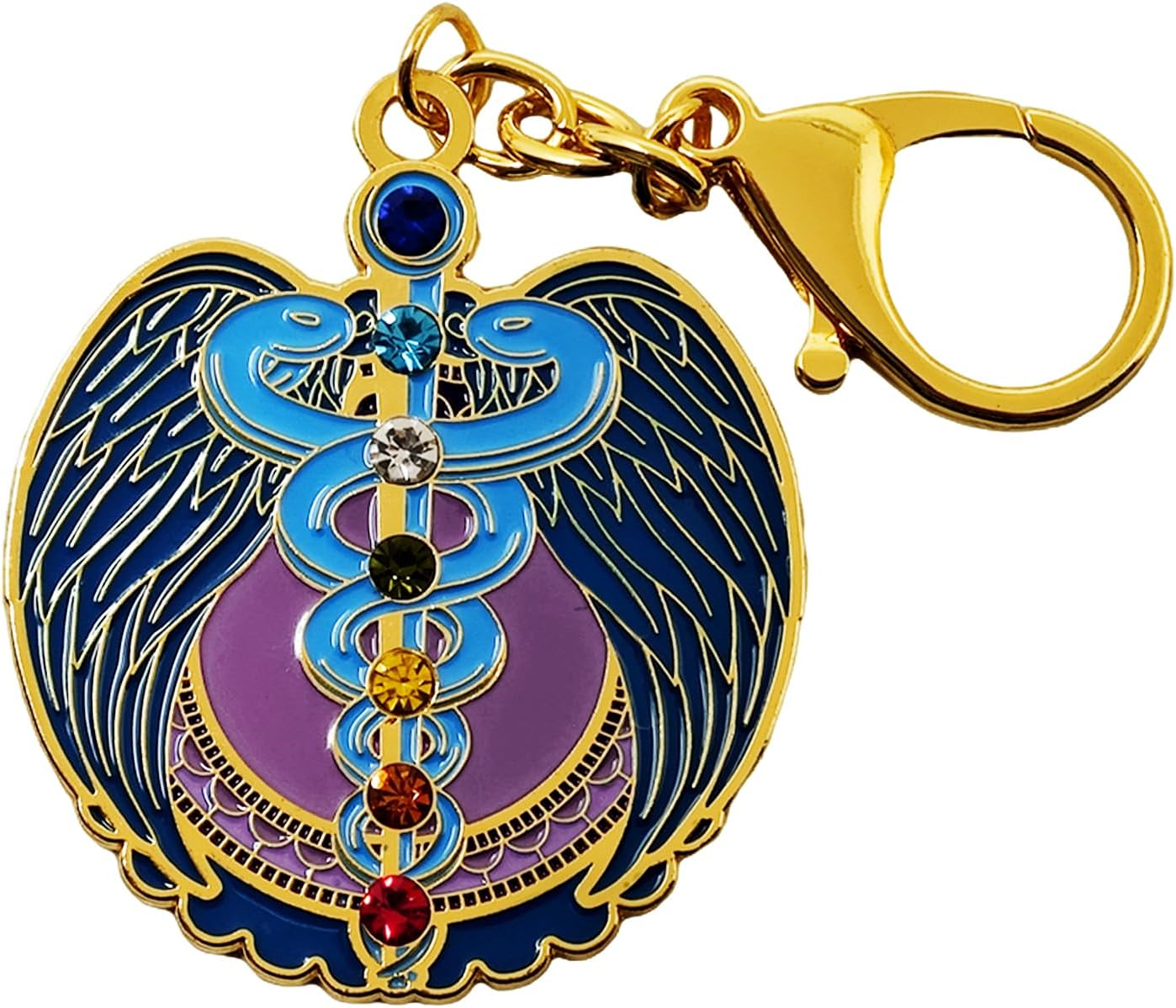 Fengshuibringluck Feng Shui 7 Chakra Snake Amulet Jewels Life Force Keychain Healing Key Chain