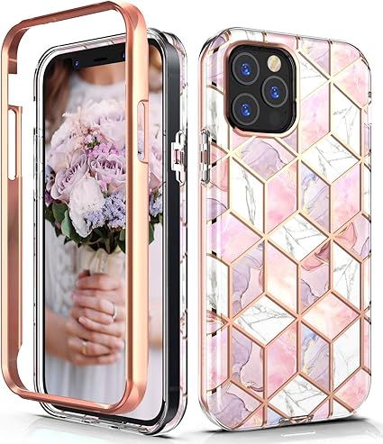 Amazon Com Hasaky Case For Iphone 12 Pro Max Case 5g 6 7 Inch Dual Layer Hybrid Bumper Cute Marble Design Soft Tpu Hard Back Heavy Duty Anti Scratch Shockproof Protective Phone Case Pink Rose Gold