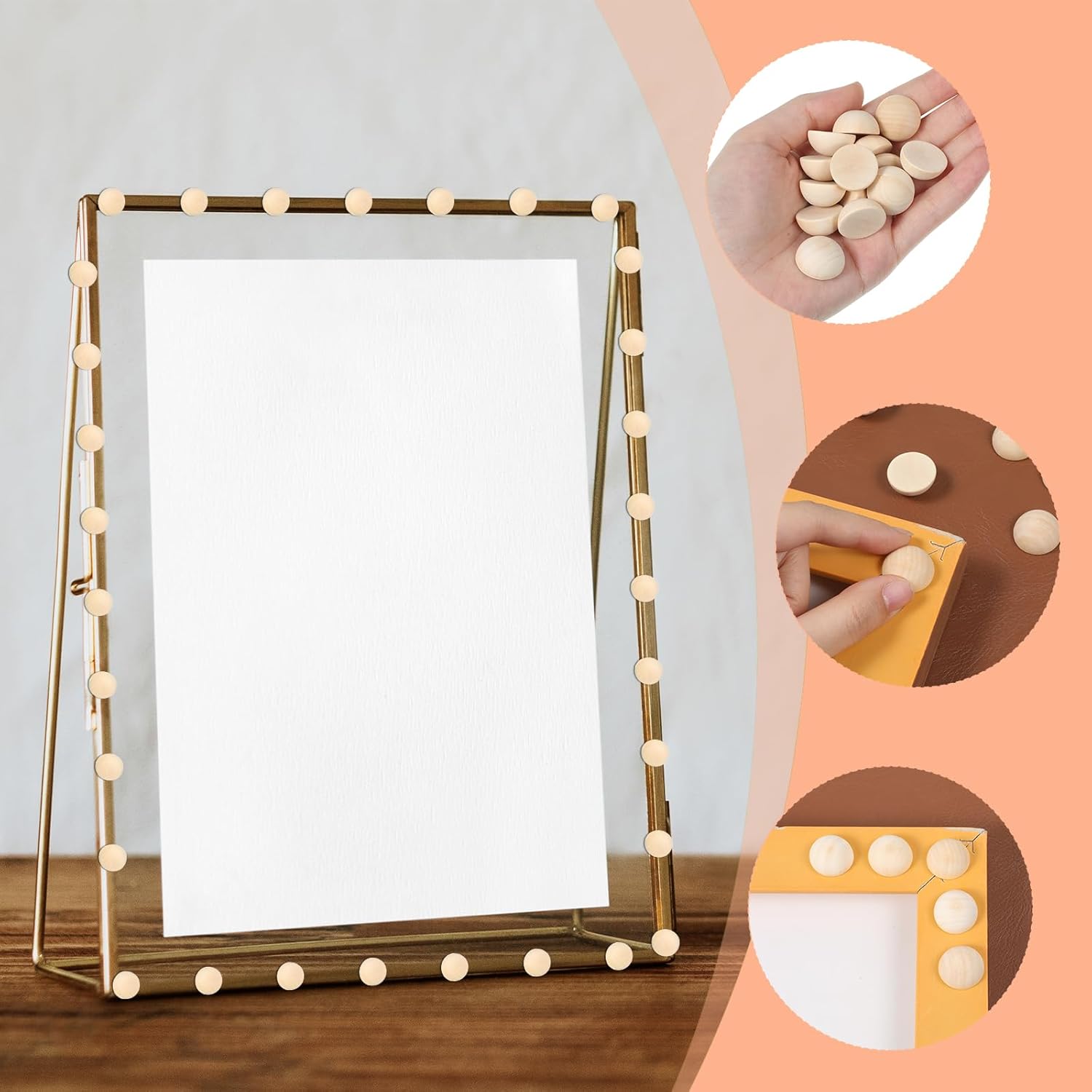 200 PCS Half Wooden Beads, 12/20mm Unfinished Natural Half Wooden Split Round Wood Balls, Small Halfs Round Decorative Wood Craft Beads Balls for Paint DIY Craft Christmas Party Decoration Supplies - Image 3