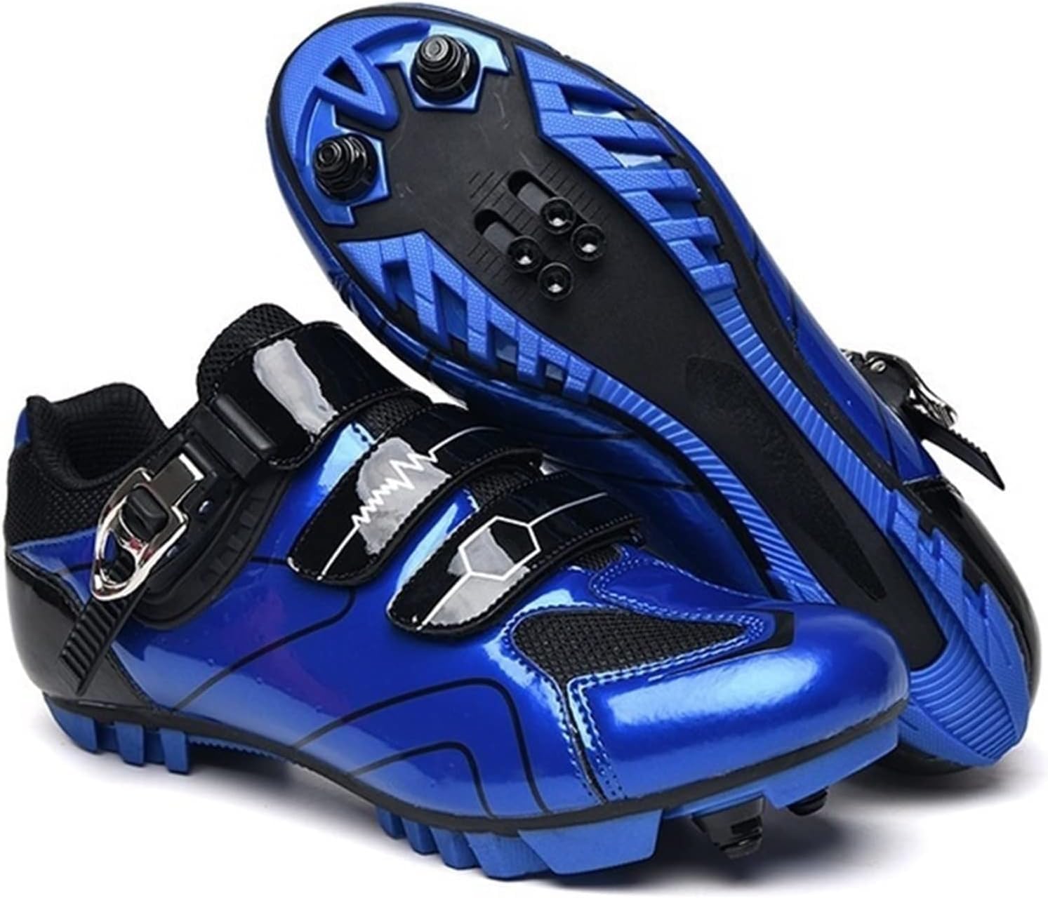 Buty Rowerowe Mtb Męskie Sportowe Buty Rowerowe Na świeżym Powietrzu Samoblokujące Profesjonalne Buty Do Rowerów Szosowych Wyścigowych, Blue, 8 UK