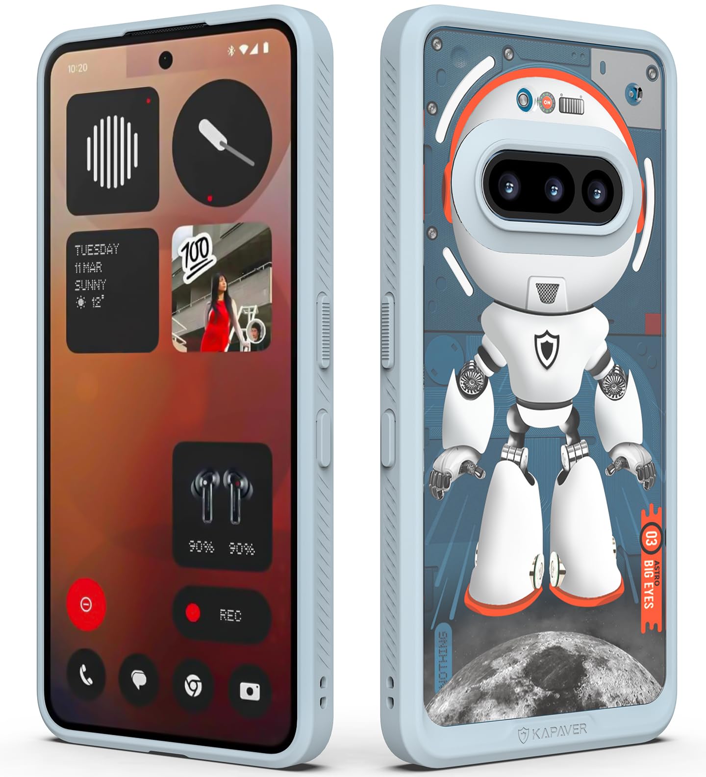 KAPAVER Impulse Series Case for Nothing Phone 3a Astro Big Eyes Gray - Image 1