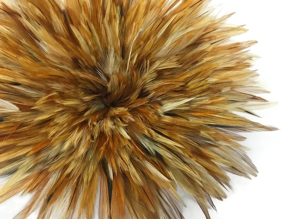 1 Yard - 4-6" Natural Red Mix Strung Chinese Rooster Saddle Wholesale Feathers (Bulk) Fly Tying Costume Craft Supply | Moonlight Feather