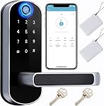 Keyless-Entry Fingerprint Smart Door Lock: Sifely Digital Electronic Lock with Code Passcode, Electric Door Knob, Biometric Handle, Perfect for Entry Doors, Bedroom Doors (Black Smart Lock)