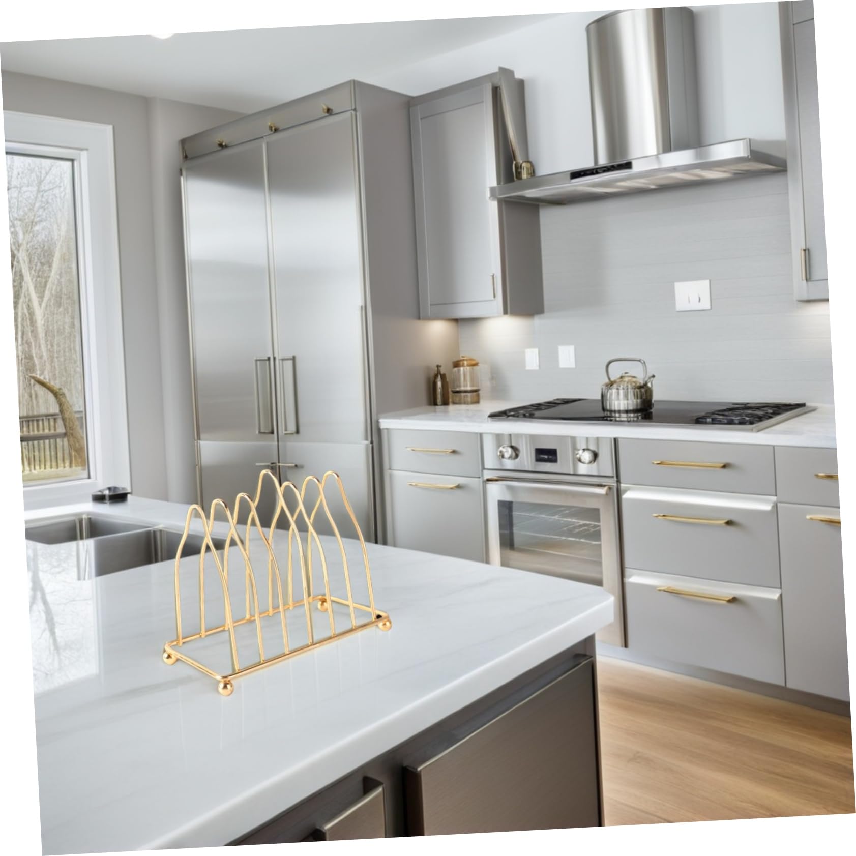 Amosfun Wear Resistant Plate Rack Desktop Plate Stand Household Countertop Organizer for Dishes Easy Drainage Design Practical Kitchen Accessory