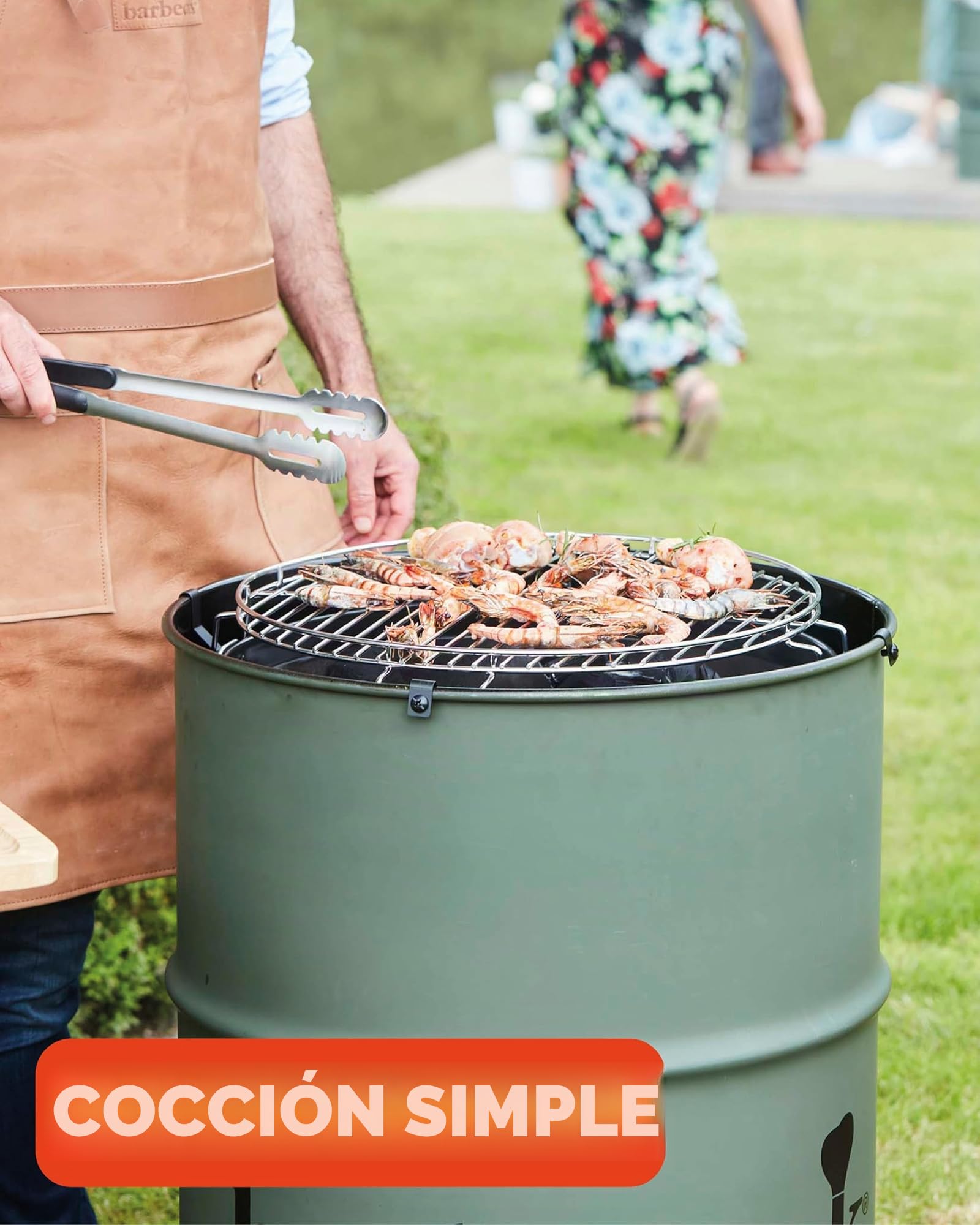 Barbecook Barbacoa de carbón Edson, Barbacoa de Barril, Army Green, 60x60x90cm