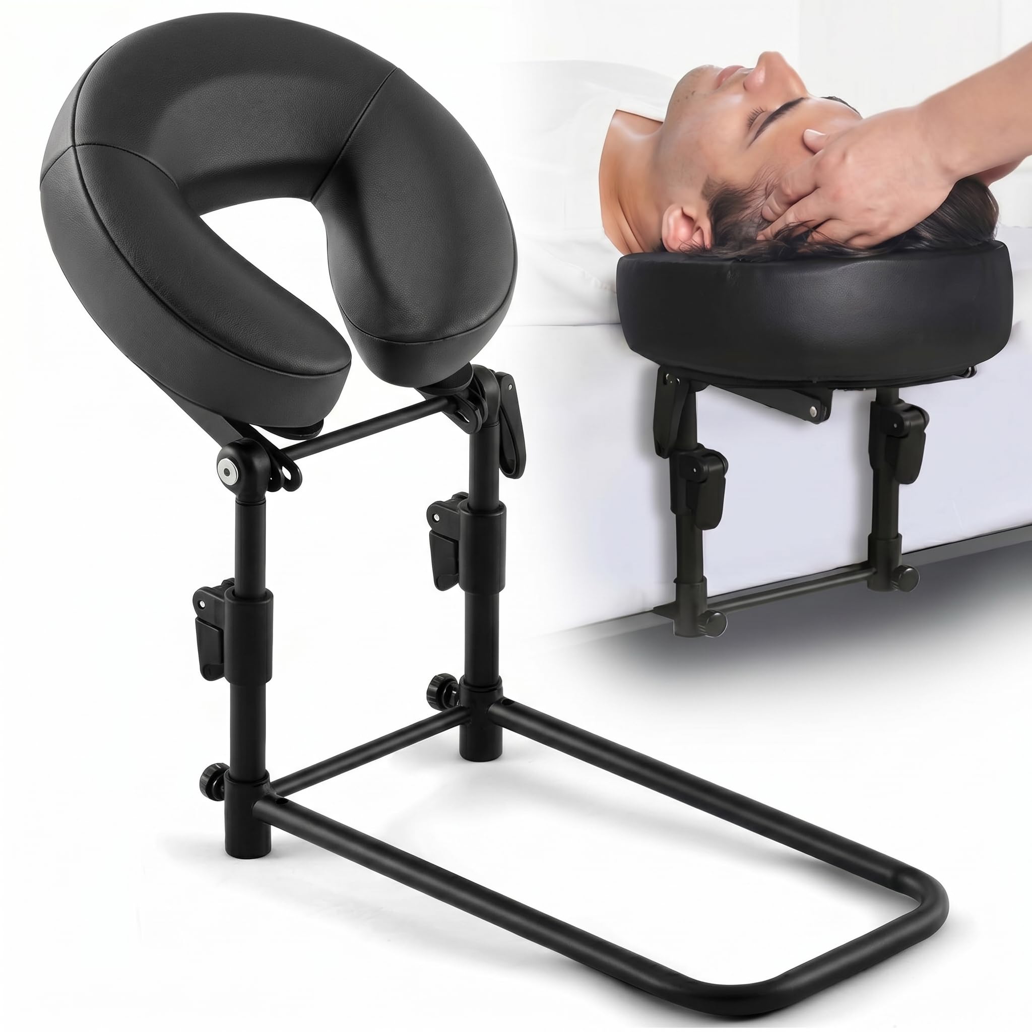 Photo 1 of Qunclay Adjustable Massage Headrest for Bed, Portable Mattress Massage Face Cradle with Soft Pillow Cushion, Face Down Pillow After Eye Surgery for Professional and Home Use(Black)