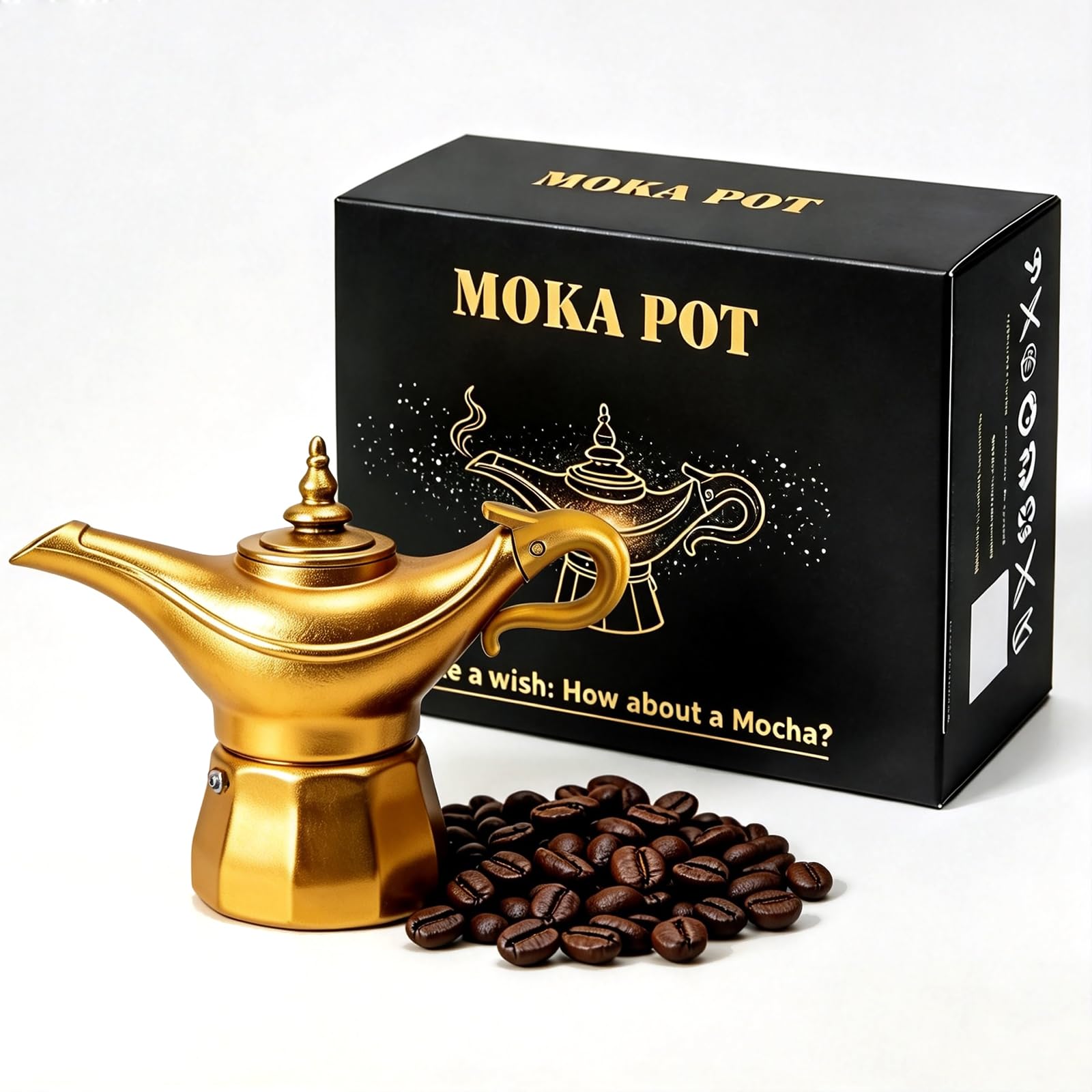 Photo 1 of kasidisio Genie Lamp Moka Pot - 3 Cup Stovetop Espresso Maker (Yellow)