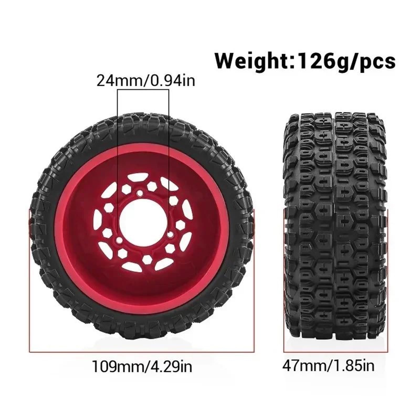 Genérico para Arrma para Senton TRX para Slash 1/10 RC Piezas Coche Juego Ruedas Neumáticos Camión Recorrido Corto Multihexagonales 12mm/14mm/17mm Piezas Coche RC