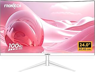 FRONTECH Ultima Series 24 Inch Curved LED Monitor| Refresh Rate 100Hz, VA Panel, 1800R Curve | Full HD 1080p, Bezel Less Design | HDMI & VGA Ports (MON-0080, White)