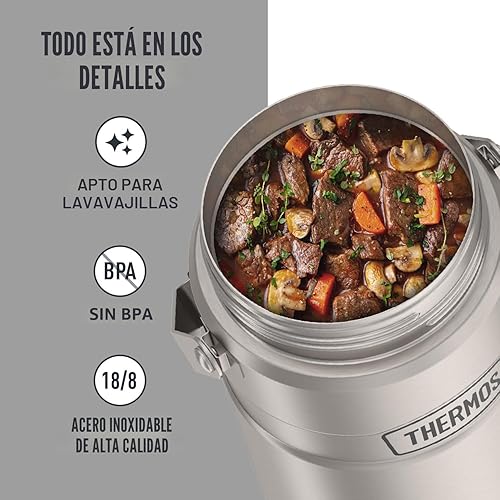Miniatura 3 de THERMOS Stainless King Tarro de alimentos aislado al vacío con 2 insertos de contenedor de almacenamiento, 47 onzas, acero inoxidable mate