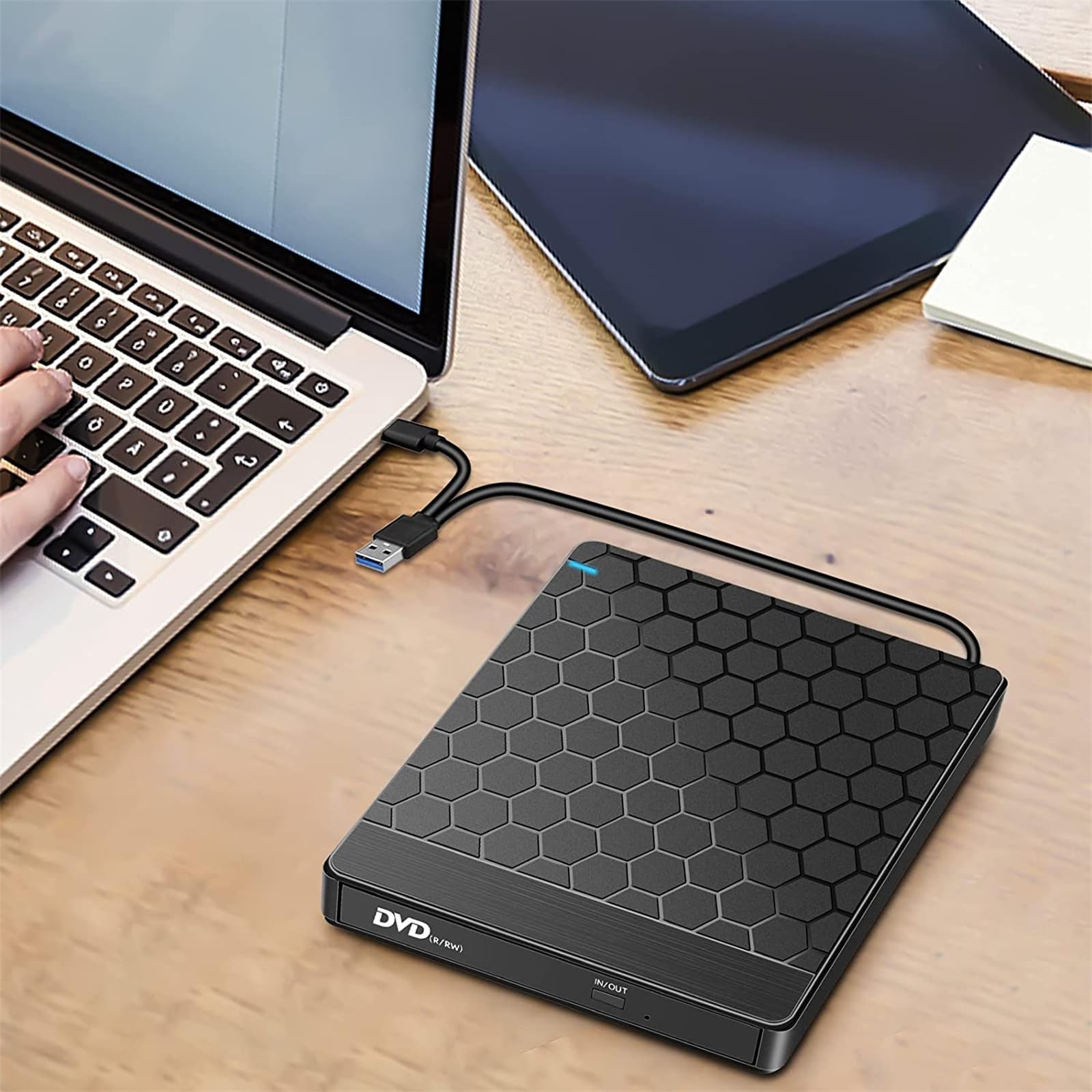 YUGSHNKFC Portable 6-in-1 USB3.0 USB C External VCD Optical Driver VCD Burners VCD Driver Player for Laptop PC