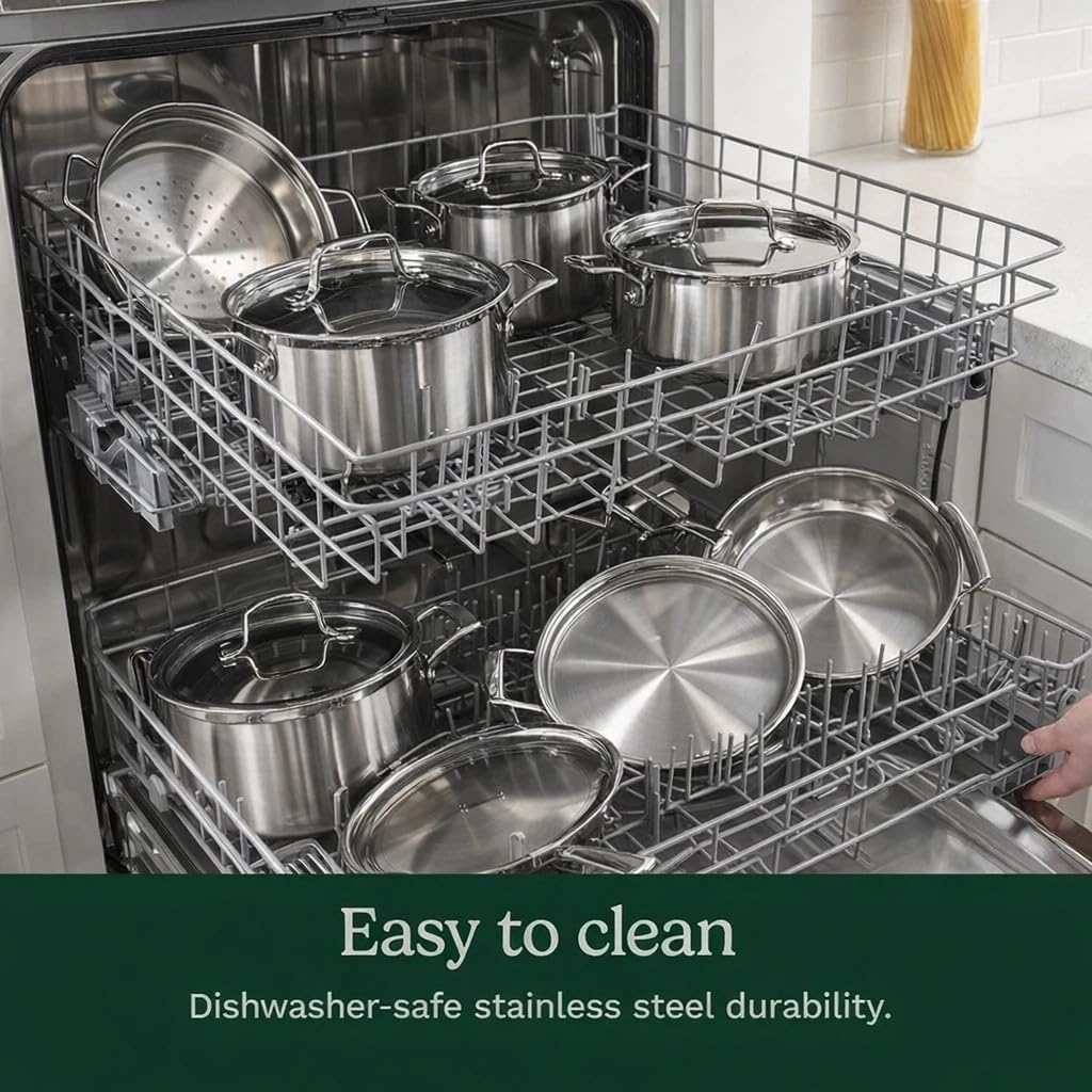 Cuisinart Stainless Steel Pots and Pans Set Induction Compatible 12 pc | 12-pc Cuisinart stainless steel cookware set with saucepans saute pan stockpot skillets oven safe to 500F MCPS-12N product thumbnail 3