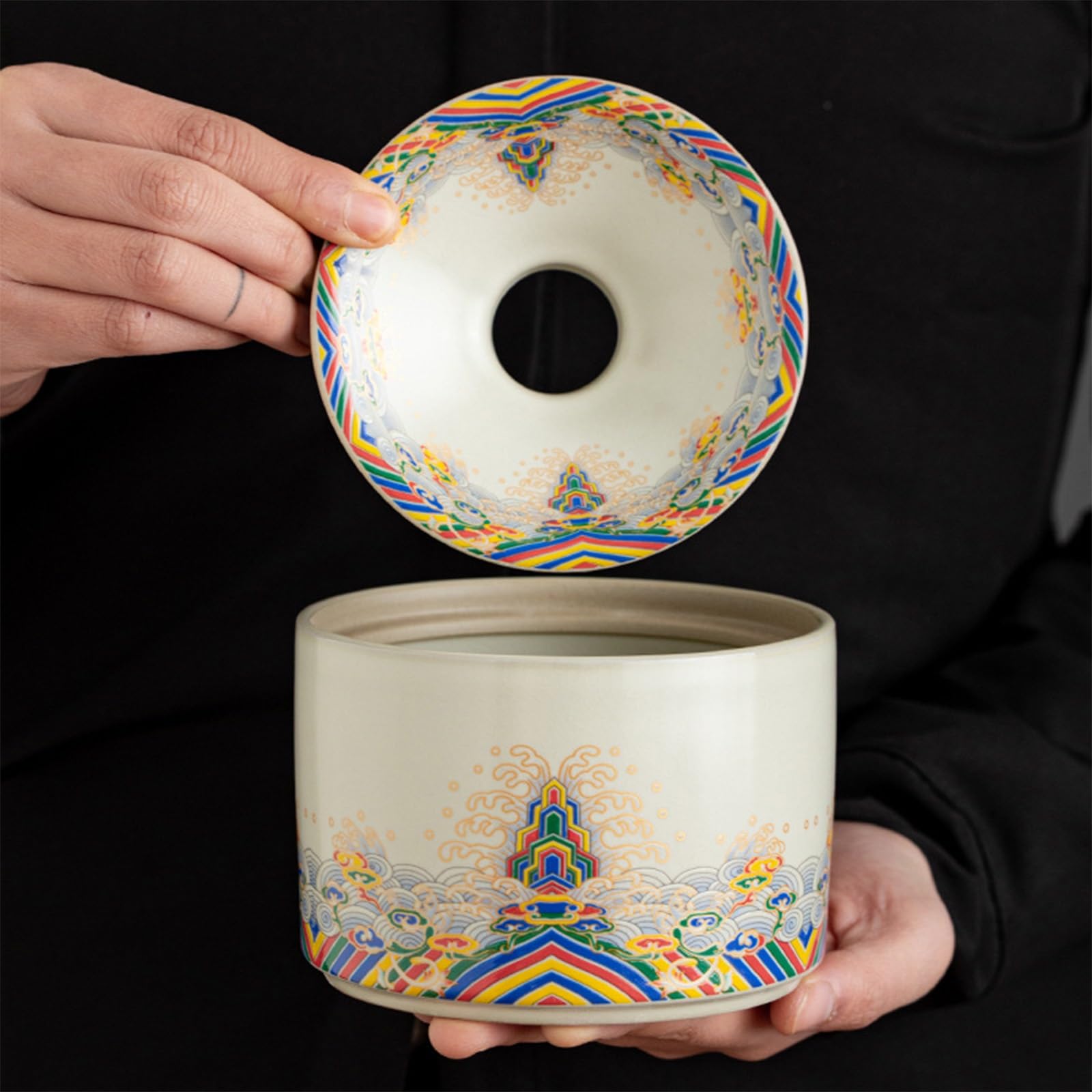 Cenicero retro en forma de embudo con tapa, diseño multiusos para el hogar, sala de estar, ideal para accesorios de té y regalos