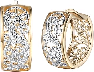 14K Rose Gold Plated Three Row Cubic Zirconia Small Huggie Hoop Earrings Fashion Jewelry for Men Women