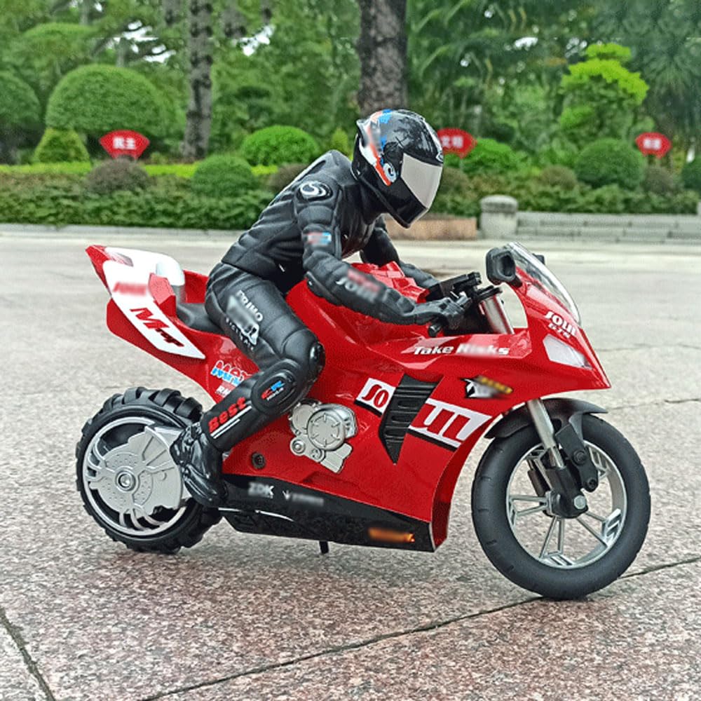 Vehículo De Carreras con Autoequilibrio Y Acrobacias con Control Remoto para Motocicleta RC De 2,4 GHz - Moto Ciclónica De Alta Velocidad 1/6 R/C Y Figura De Montar con Acción De Ruedas