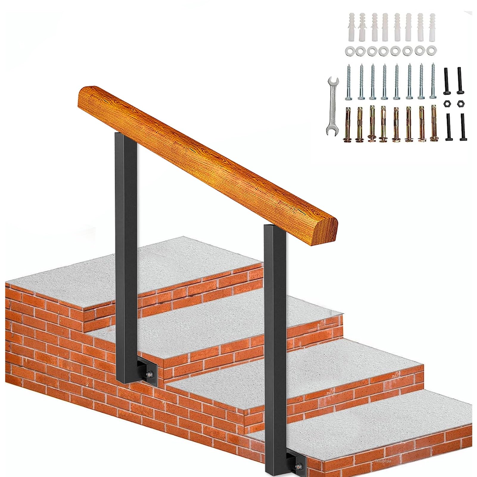 Rampe extérieure de transition en fer forgé pour escaliers de jardin et porche