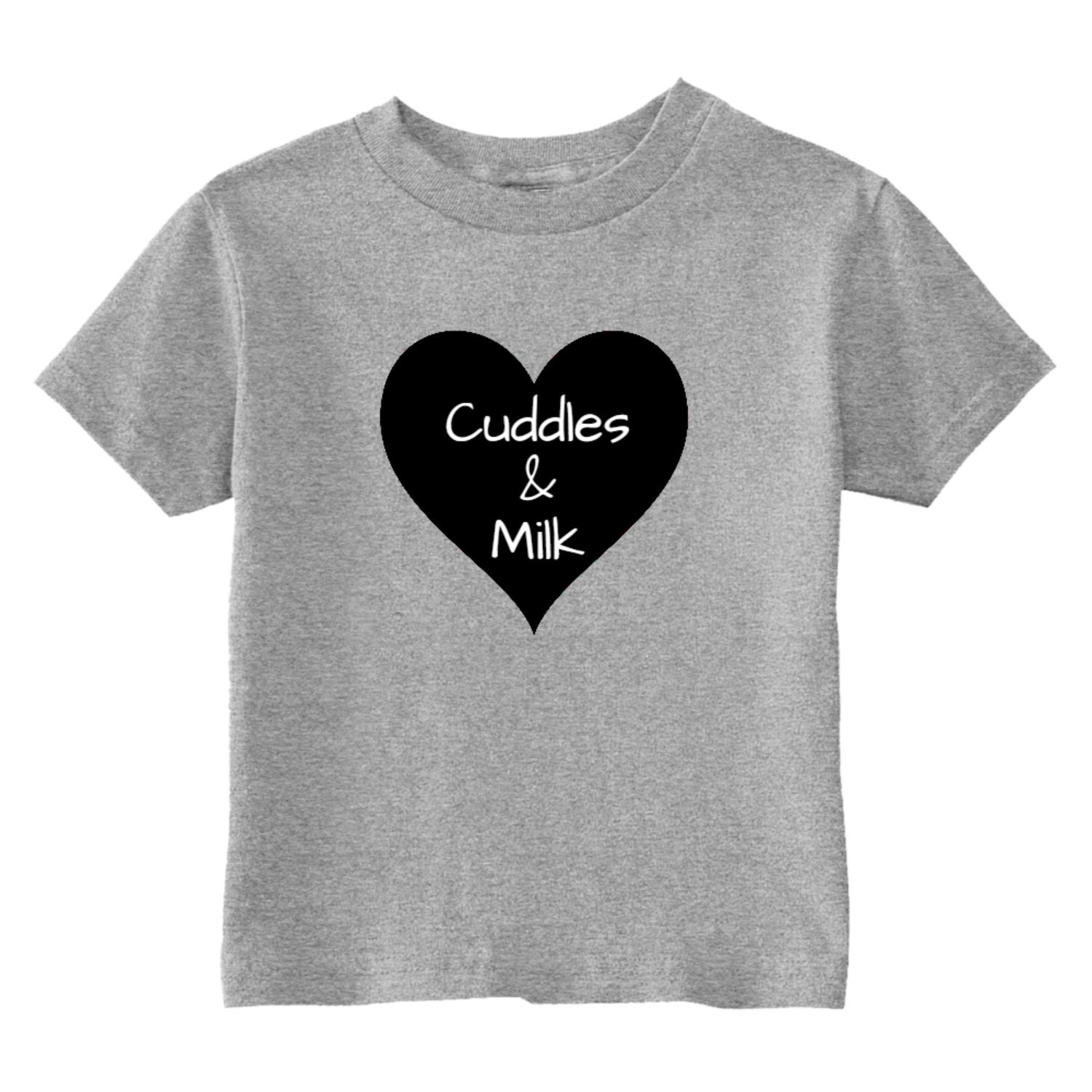 U.S. Custom Kids Cuddles and Milk Heart Toddler T-Shirt, 3T, Gray