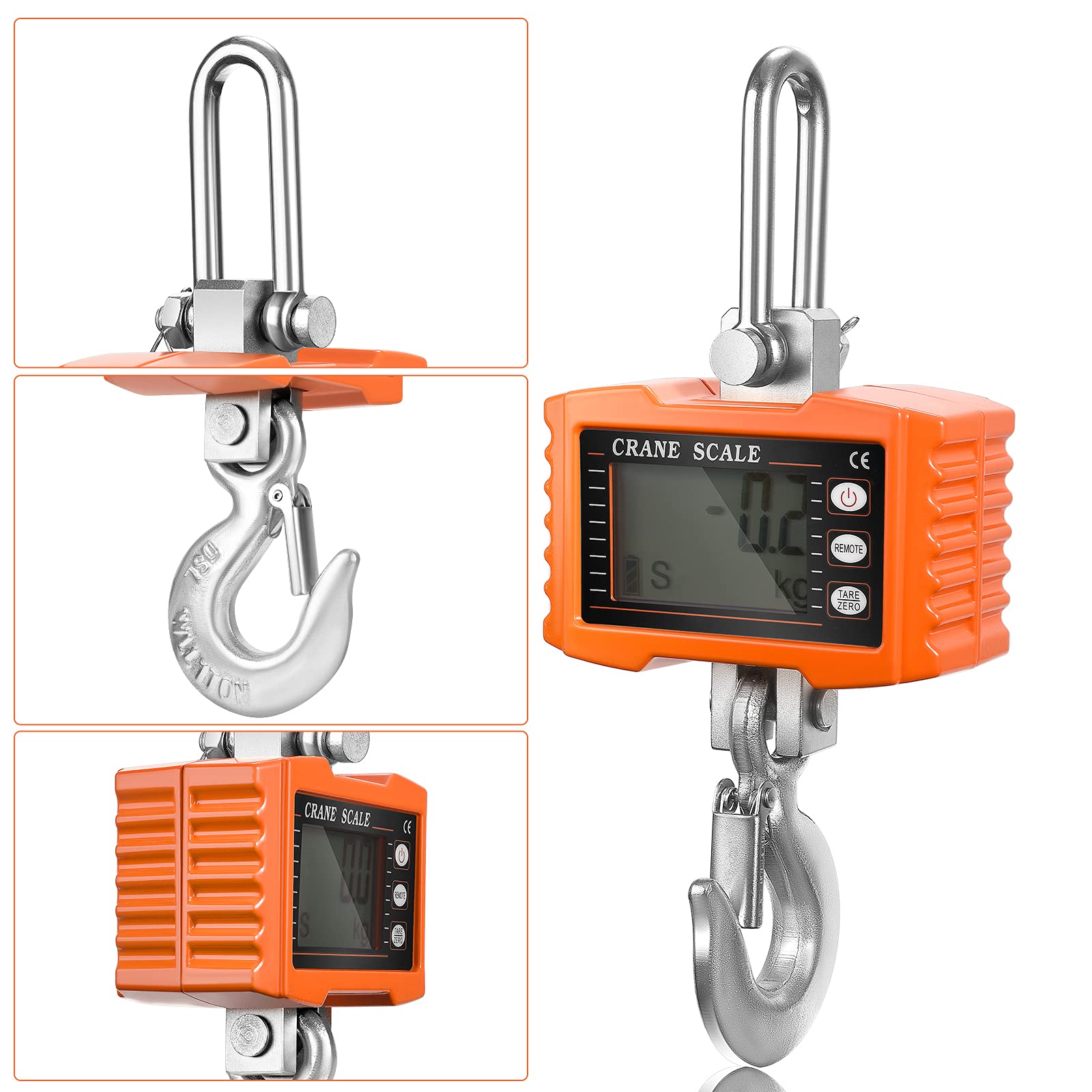 Báscula de Grúa Digital 1000kg, Báscula Colgante Industrial Pesada Crane Scale Electrónica Inteligente de Alta Precisión con Pantalla LCD y Control Remoto para Hogar, Mercados Agrícolas