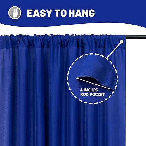 Miniatura 5 de Cortinas de fondo azul rey de 10 x 10 pies para fiestas, escenarios, bodas, ceremonias, cortinas de filtrado de luz, telón de fondo para fotografía
