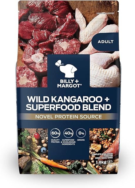 Billy + Margot Dry Dog Food, 1.8kg All Natural Kangaroo Grain Free Dog Food with Superfoods for Adult Dogs, Sensitive Dog Food and Hypoallergenic Dog Food Dry - Total Satisfaction Promise