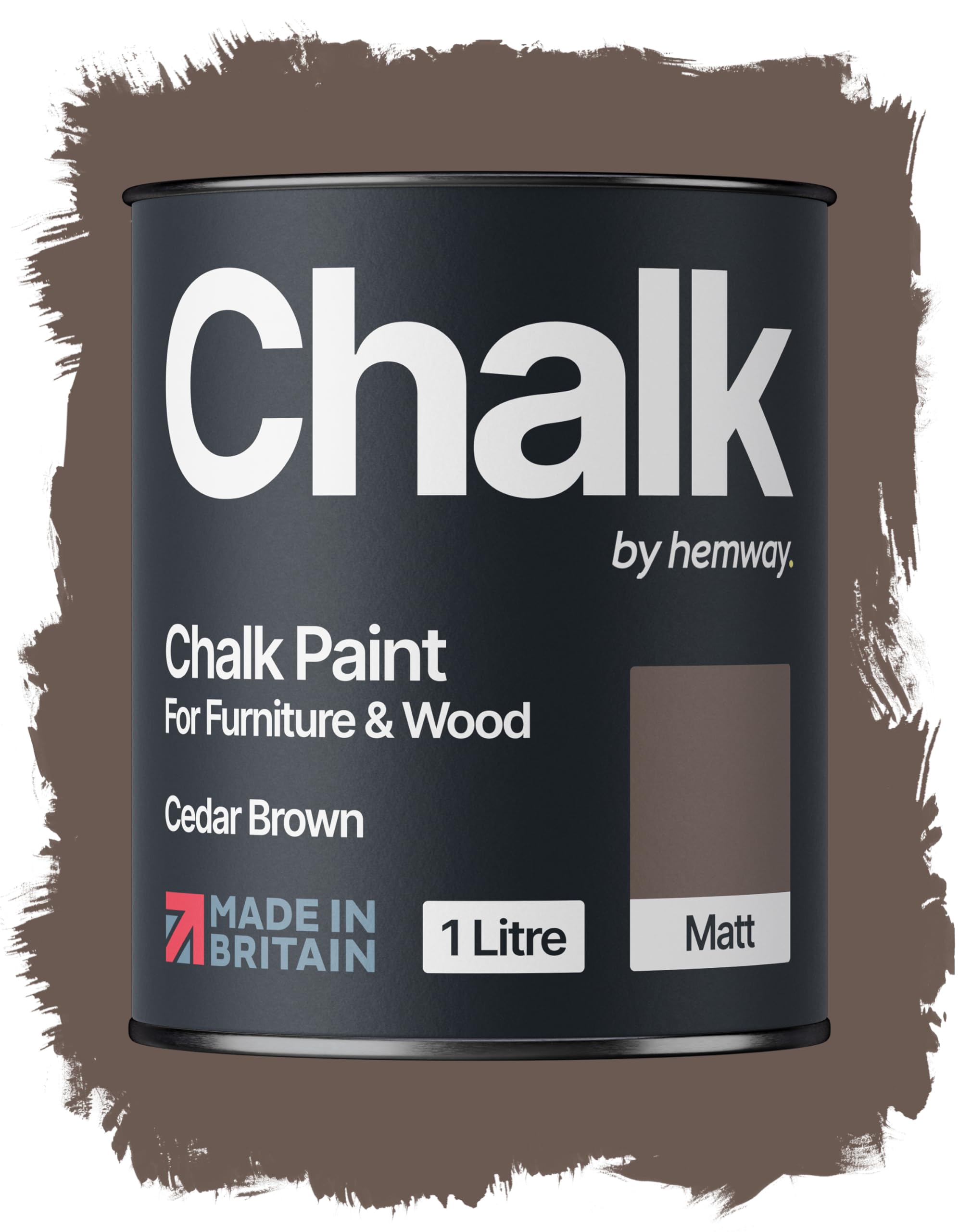 Hemway Chalk Paint Cedar Brown 1L, Furniture Paint, Matt Finish Shabby Chic, Chalk Furniture & Walls, Quick Dry & 1 Coat