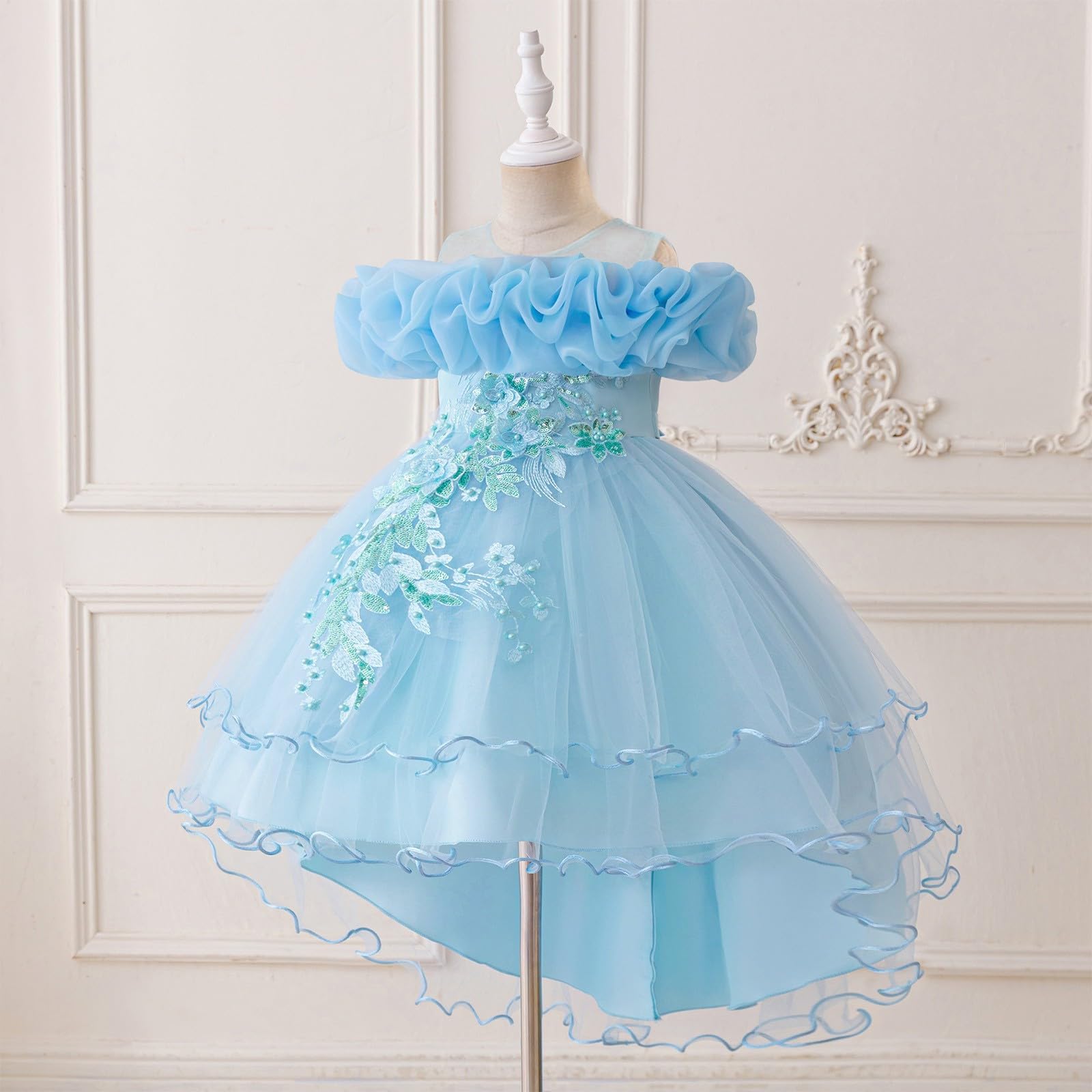 Vestido de princesa para niñas, de tul con lentejuelas, vestido de fiesta de cumpleaños, boda, dama de honor, vestido formal de noche