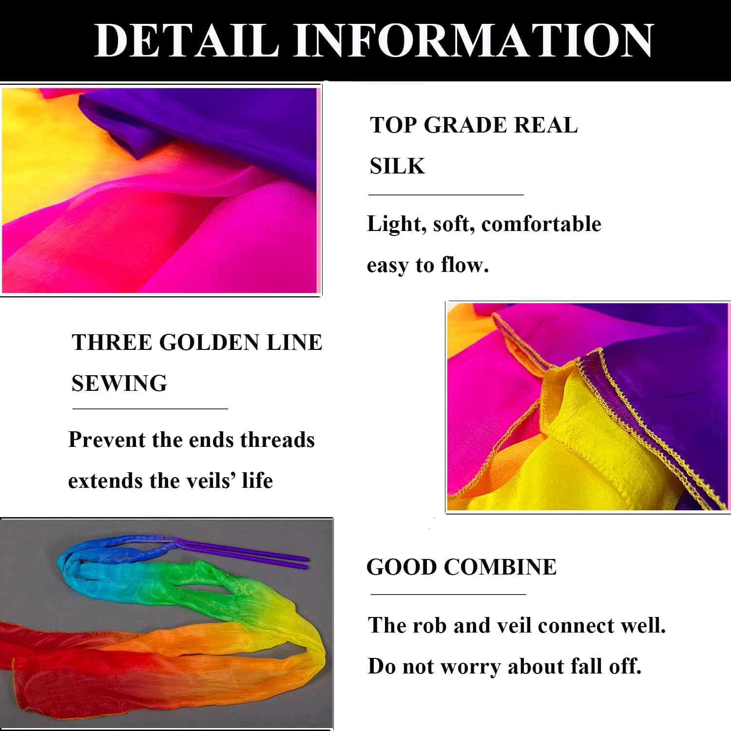 Aumulen 4M Dance Streamer Gymnastics Dance Ribbons Belly Dance Real Silk Ribbon Throw Streamer with Rod, Church Worship Adoration Dance Banner, Beginners Practice Streamers