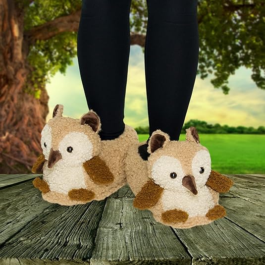 Fuzzy owl slippers Clearance