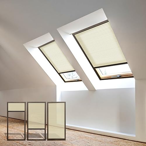 Vista 28 de Skylight Shades Cordless Cellular Blinds 100% Blackout Honeycomb Shade for Ceiling Roof Inclined Plane Room Windows Custom Size Dark Coffee
