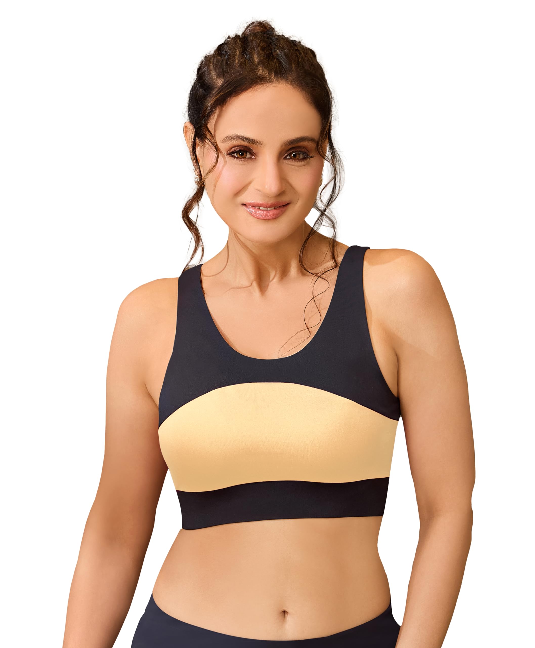 Polyester Spandex Everyday Wireless & Non Padded Seamed Sports Shaper Bra for Women | Soft Cup & Full Coverage Easy to Training Bra-image-44