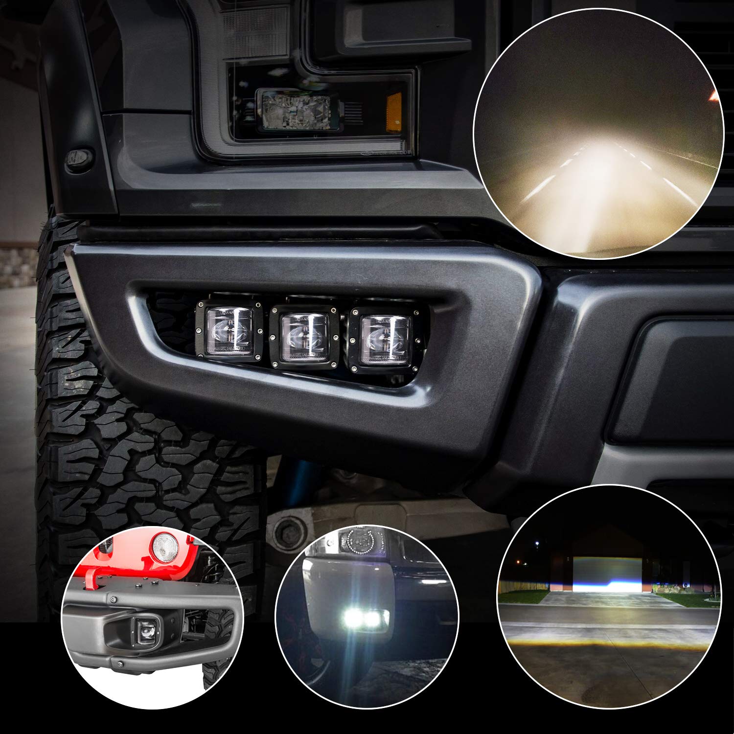 Buy DOT SAE Fog Lights LED Pods TeochewLED 2 Pack 40W 3 Inch Cube