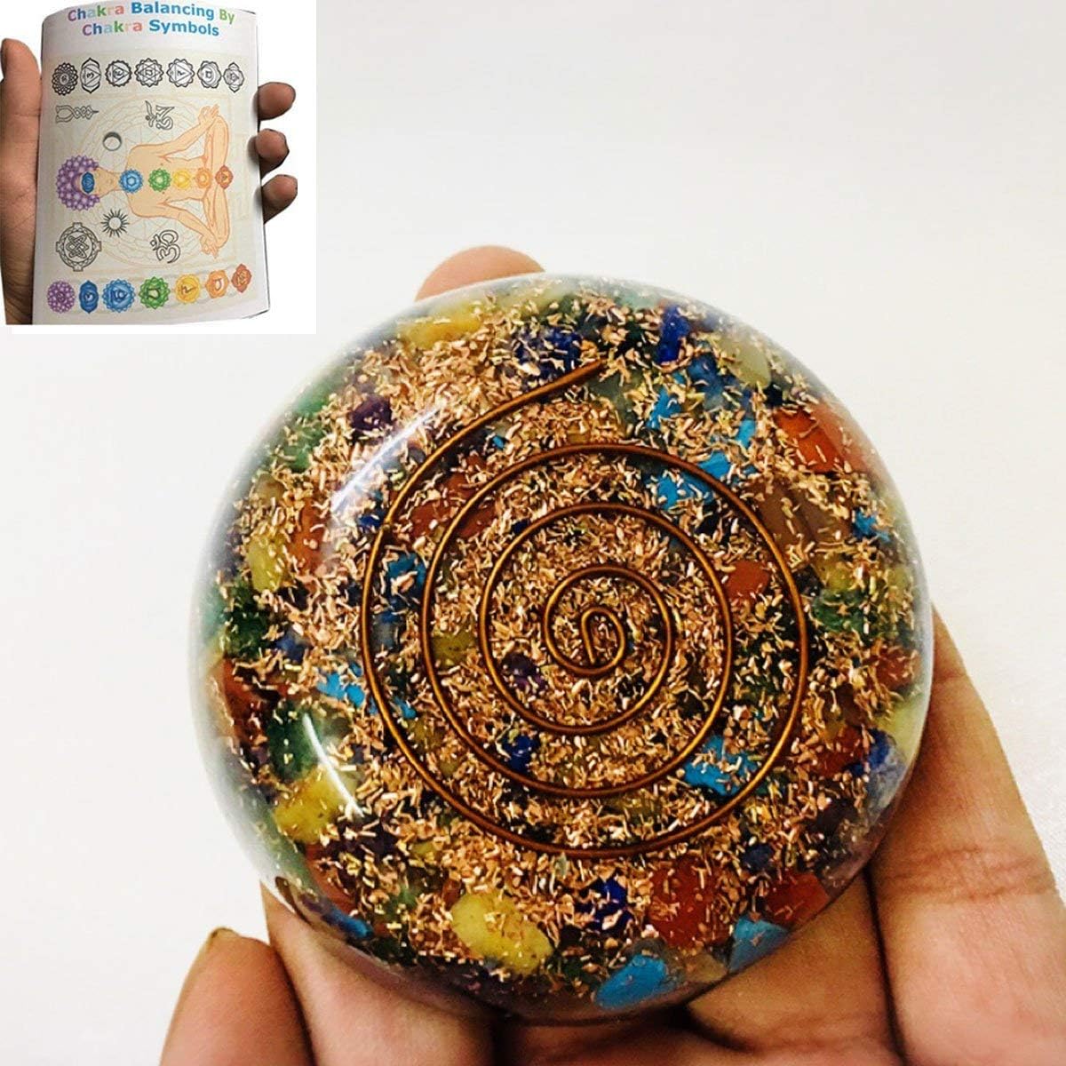 Orgone Energy Crystal Mixed Stones Dome Energy Chakra Coaster Charging Plate Gemstones Copper Metal Mix Healing Positive Energy Sacred Geometry Memory Concentration Chakra Balancing Crystal Therapy