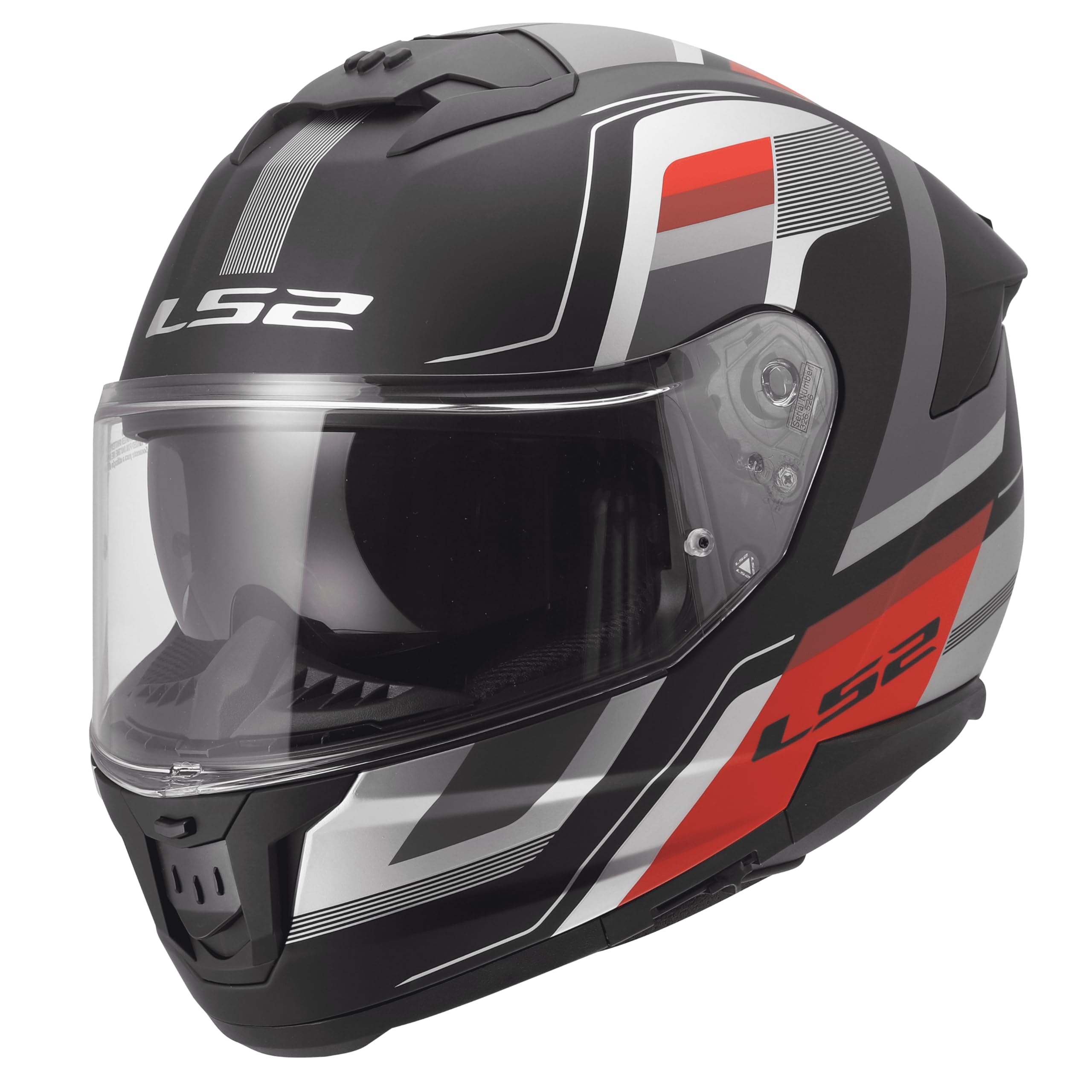 LS2, Casco Moto Integrale STREAM II VINTAGE Matt Black Grey Red, L