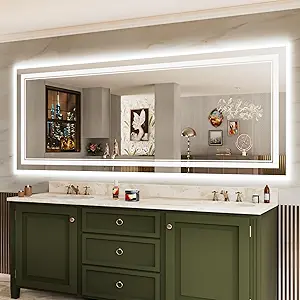 84x32 Inch Large LED Mirror Bathroom with Lights, Backlit and Front Lighted Bathroom Vanity Mirror for Wall, Anti Fog,Dimmable,Shatterproof